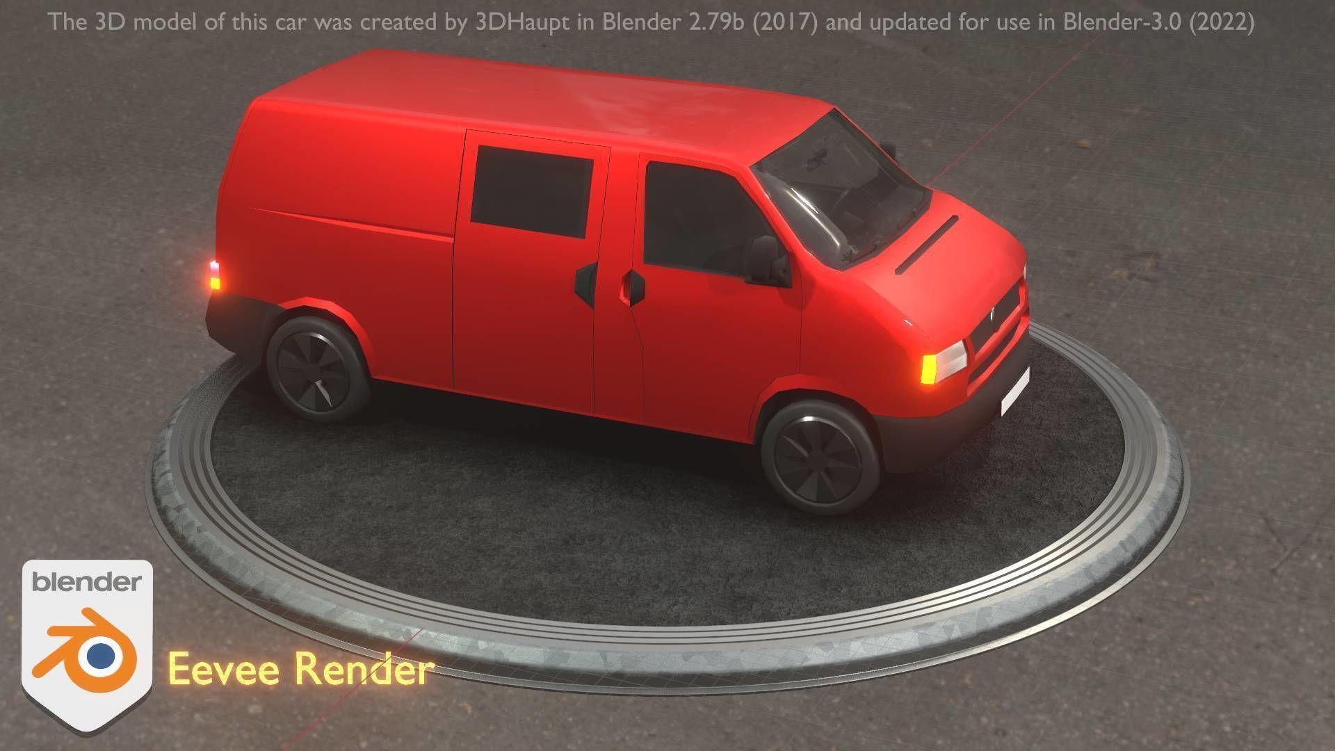 City Car 29 Commercial Transporter Type-C Red Low-poly 3D model_91