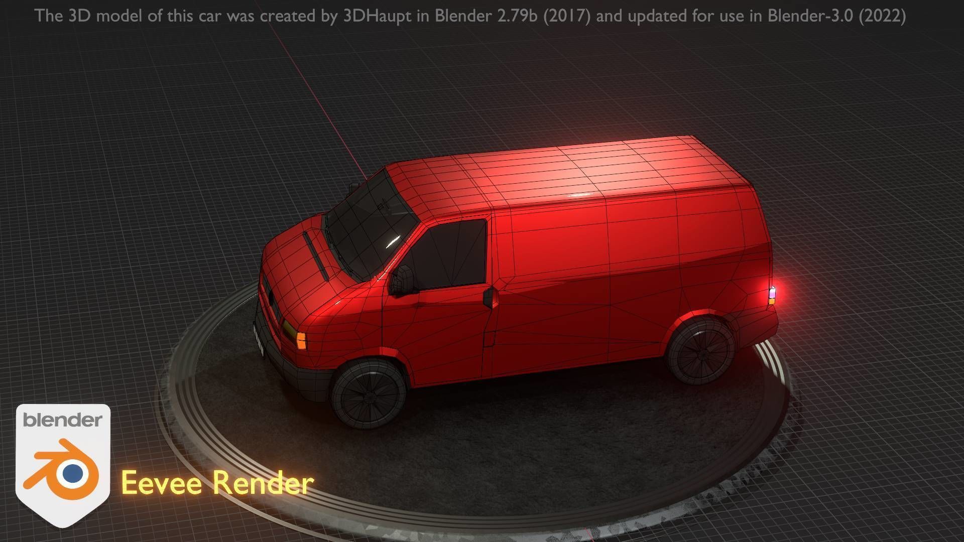 City Car 29 Commercial Transporter Type-C Red Low-poly 3D model_82