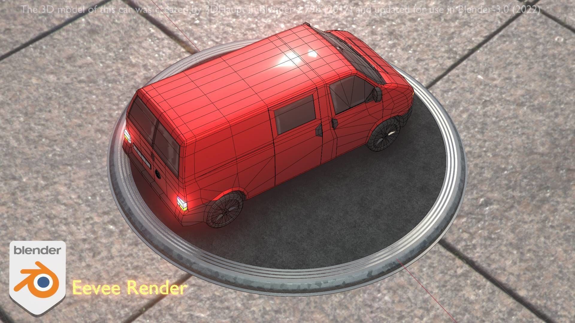 City Car 29 Commercial Transporter Type-C Red Low-poly 3D model_10