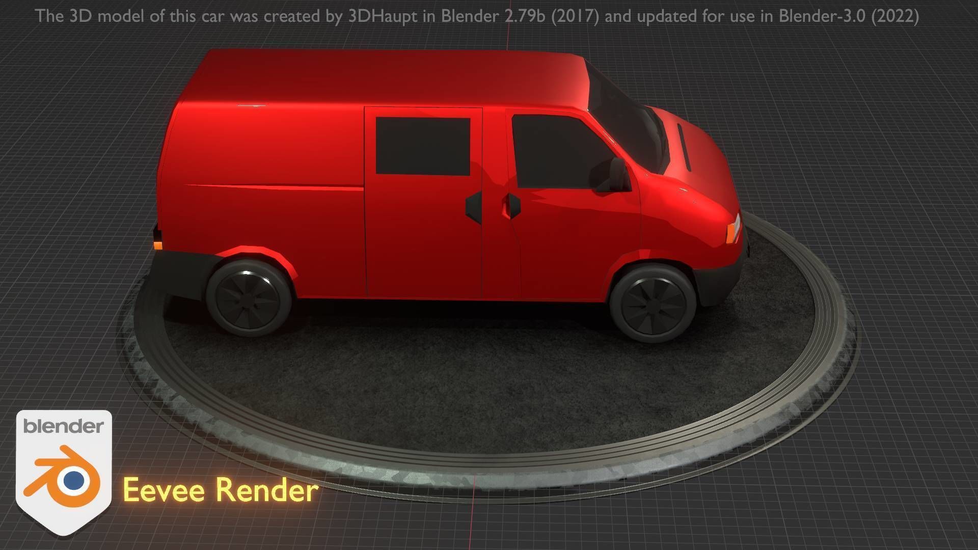 City Car 29 Commercial Transporter Type-C Red Low-poly 3D model_44