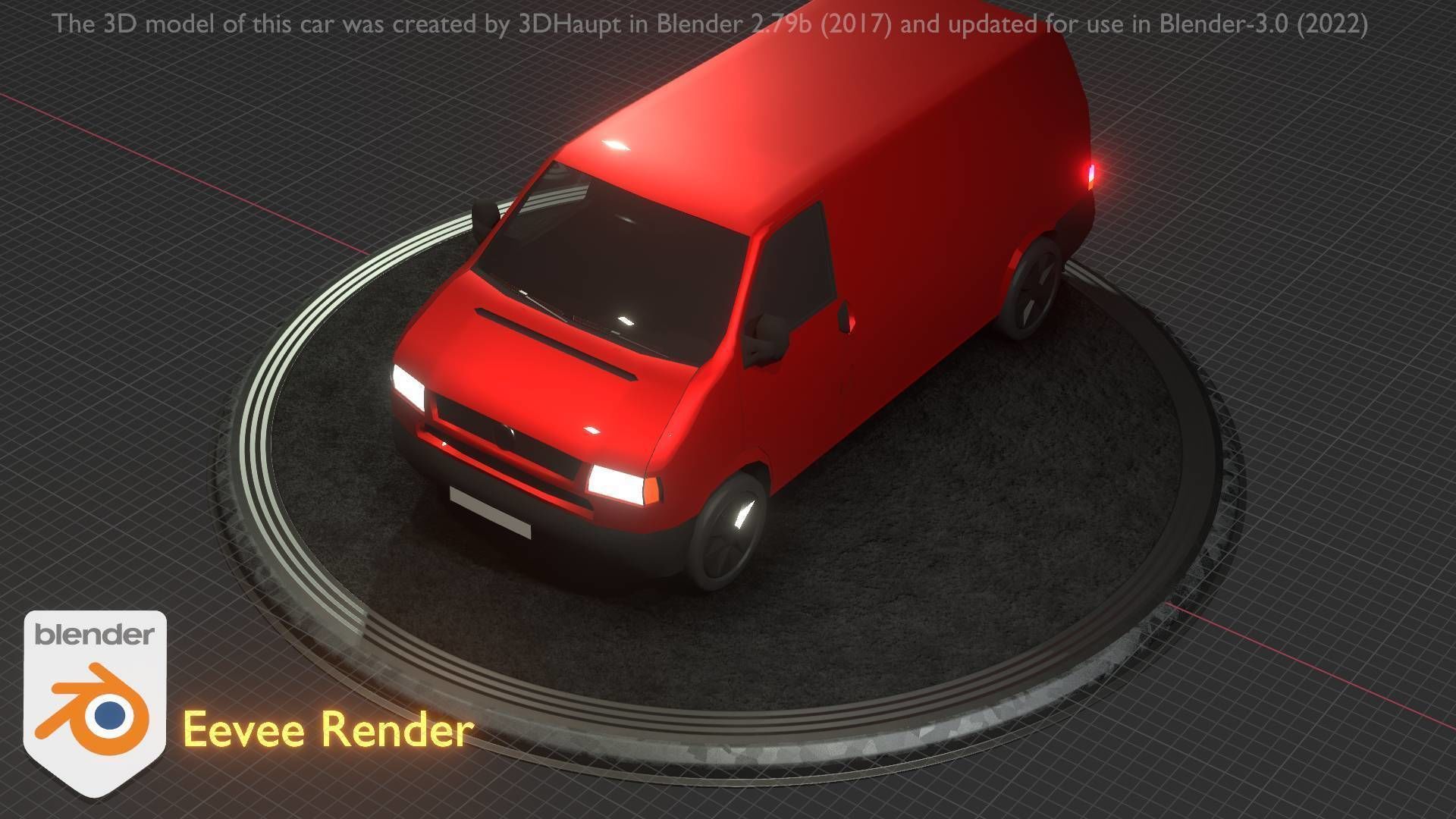 City Car 29 Commercial Transporter Type-C Red Low-poly 3D model_64