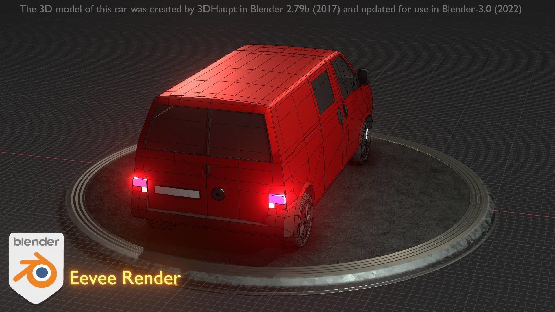 City Car 29 Commercial Transporter Type-C Red Low-poly 3D model_16