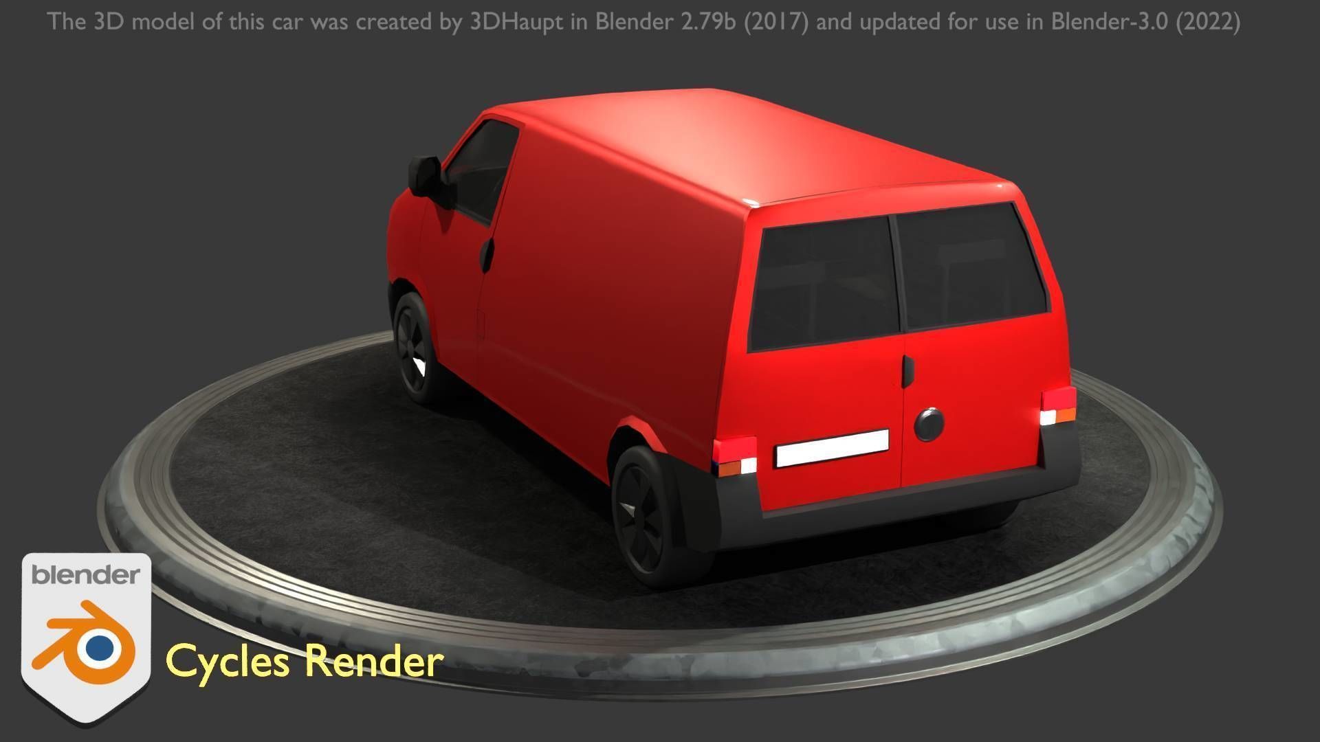 City Car 29 Commercial Transporter Type-C Red Low-poly 3D model_53