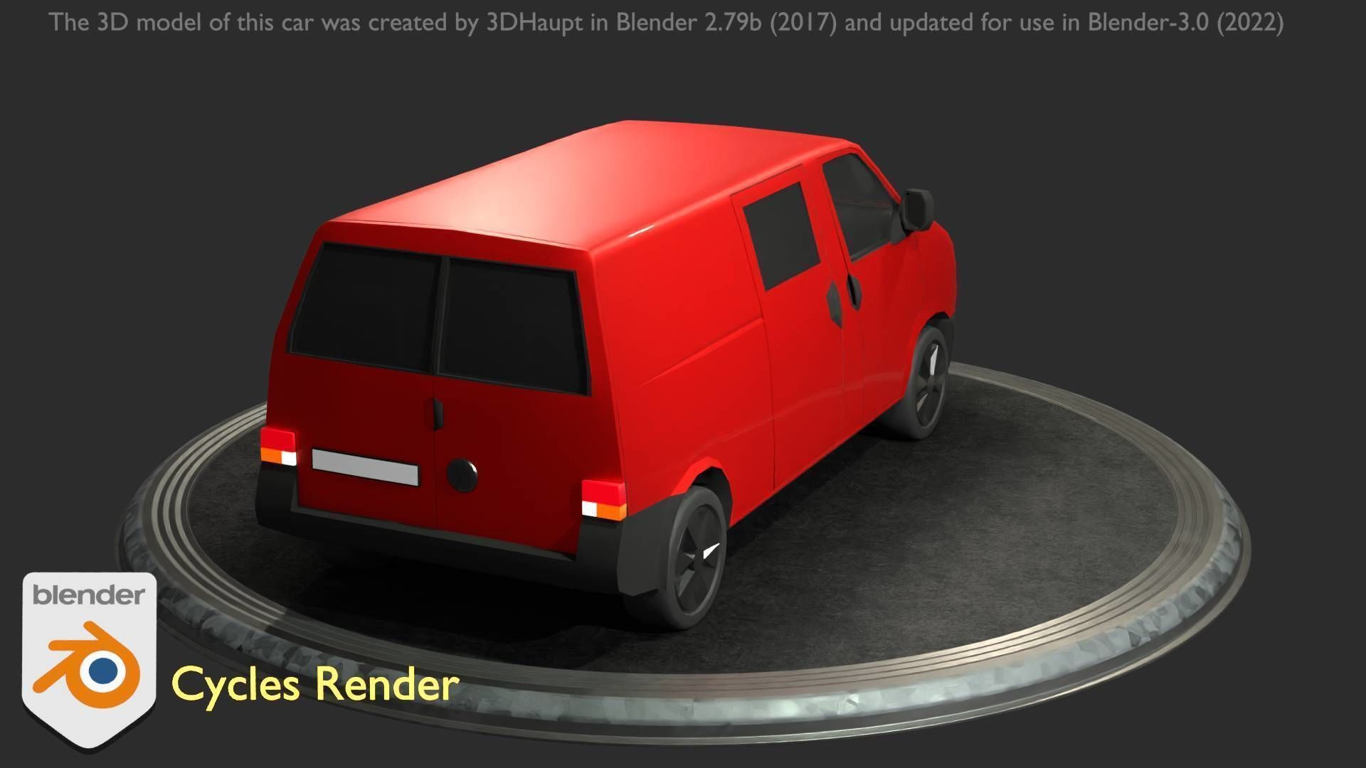 City Car 29 Commercial Transporter Type-C Red Low-poly 3D model_13