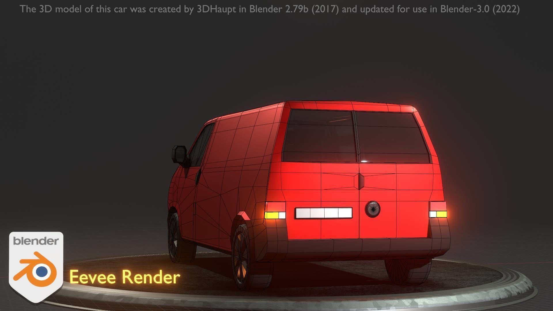 City Car 29 Commercial Transporter Type-C Red Low-poly 3D model_86
