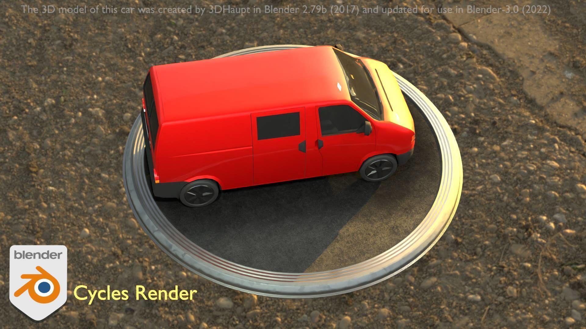 City Car 29 Commercial Transporter Type-C Red Low-poly 3D model_30