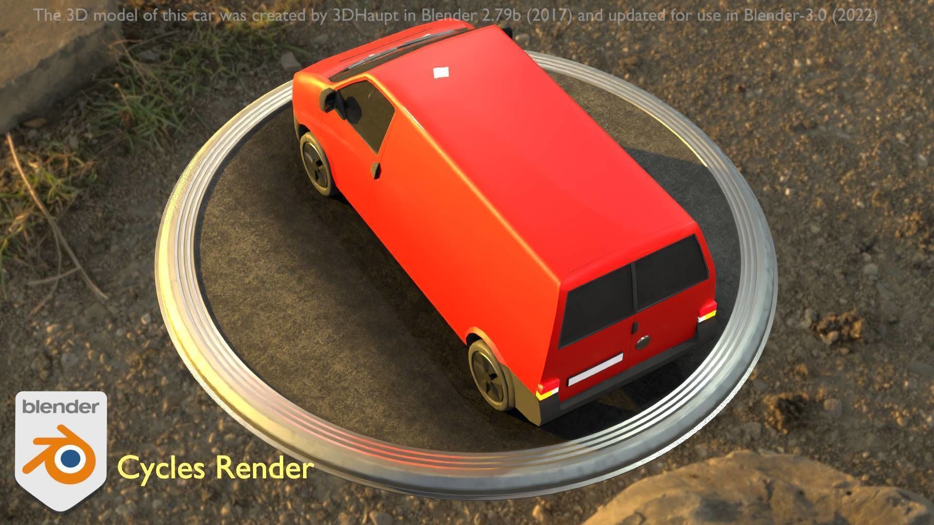 City Car 29 Commercial Transporter Type-C Red Low-poly 3D model_69