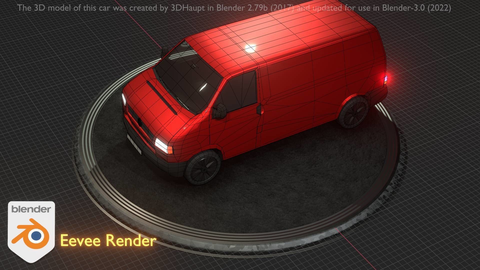 City Car 29 Commercial Transporter Type-C Red Low-poly 3D model_23