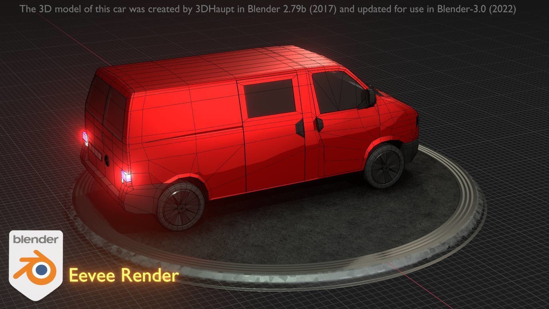City Car 29 Commercial Transporter Type-C Red Low-poly 3D model_18