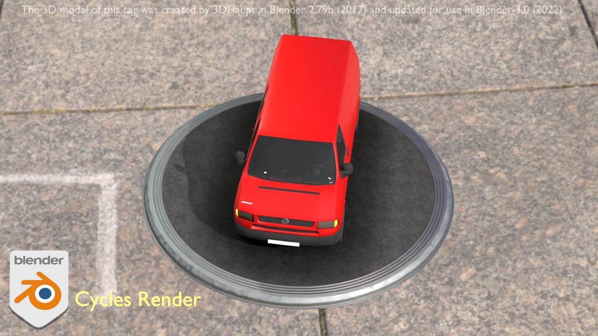 City Car 29 Commercial Transporter Type-C Red Low-poly 3D model_79