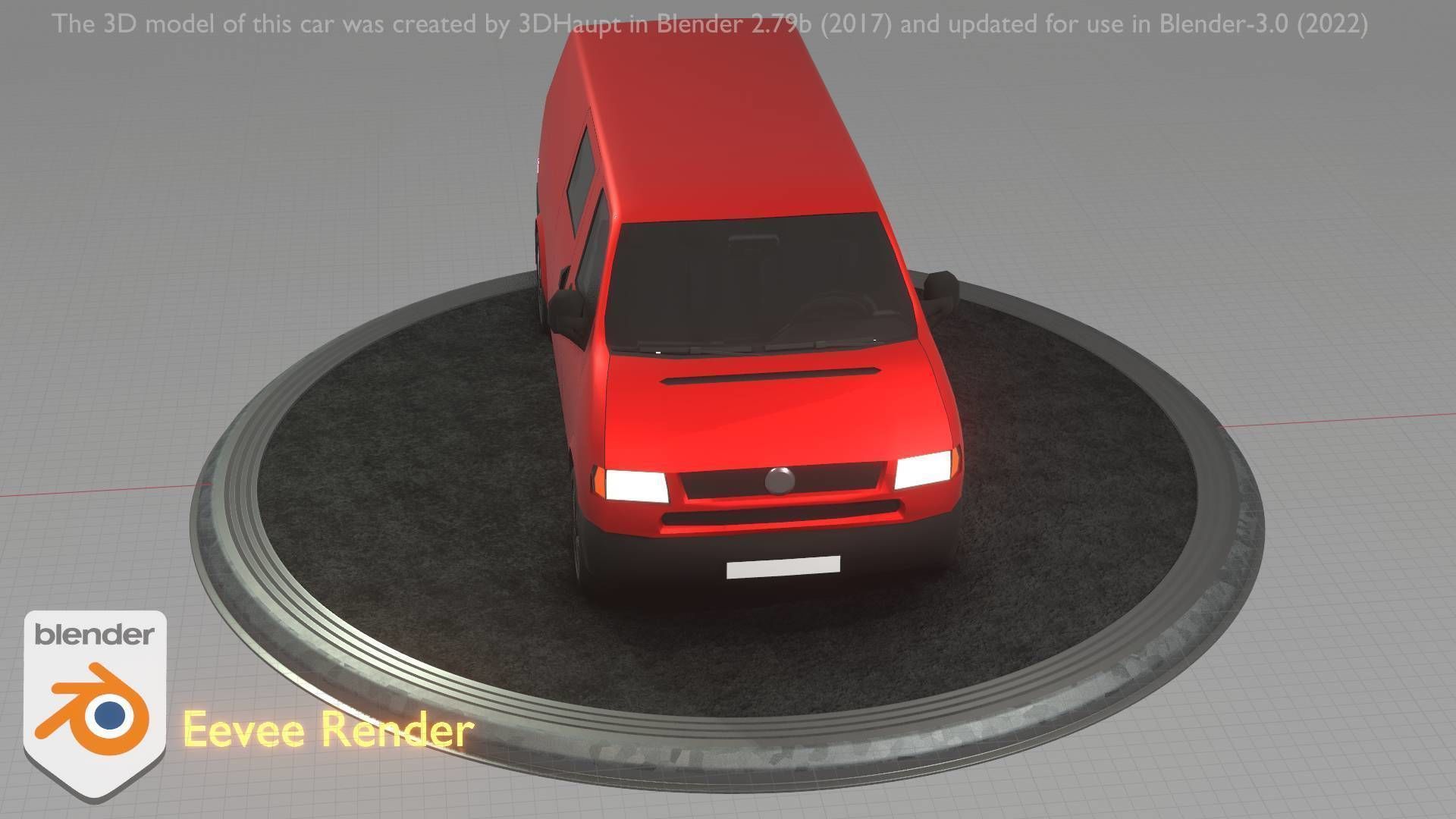 City Car 29 Commercial Transporter Type-C Red Low-poly 3D model_62