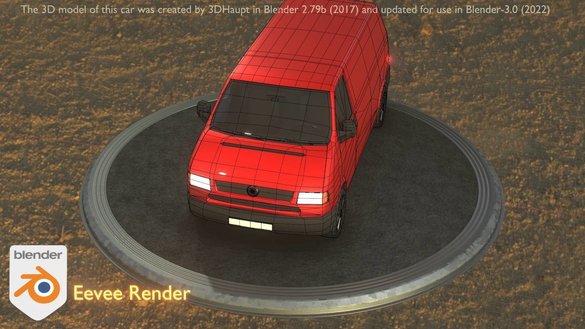 City Car 29 Commercial Transporter Type-C Red Low-poly 3D model_22