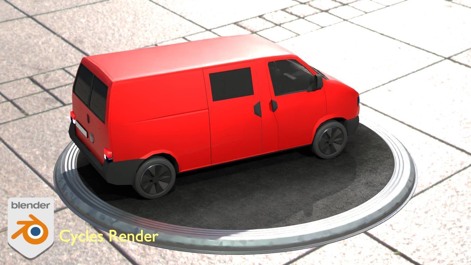City Car 29 Commercial Transporter Type-C Red Low-poly 3D model_57