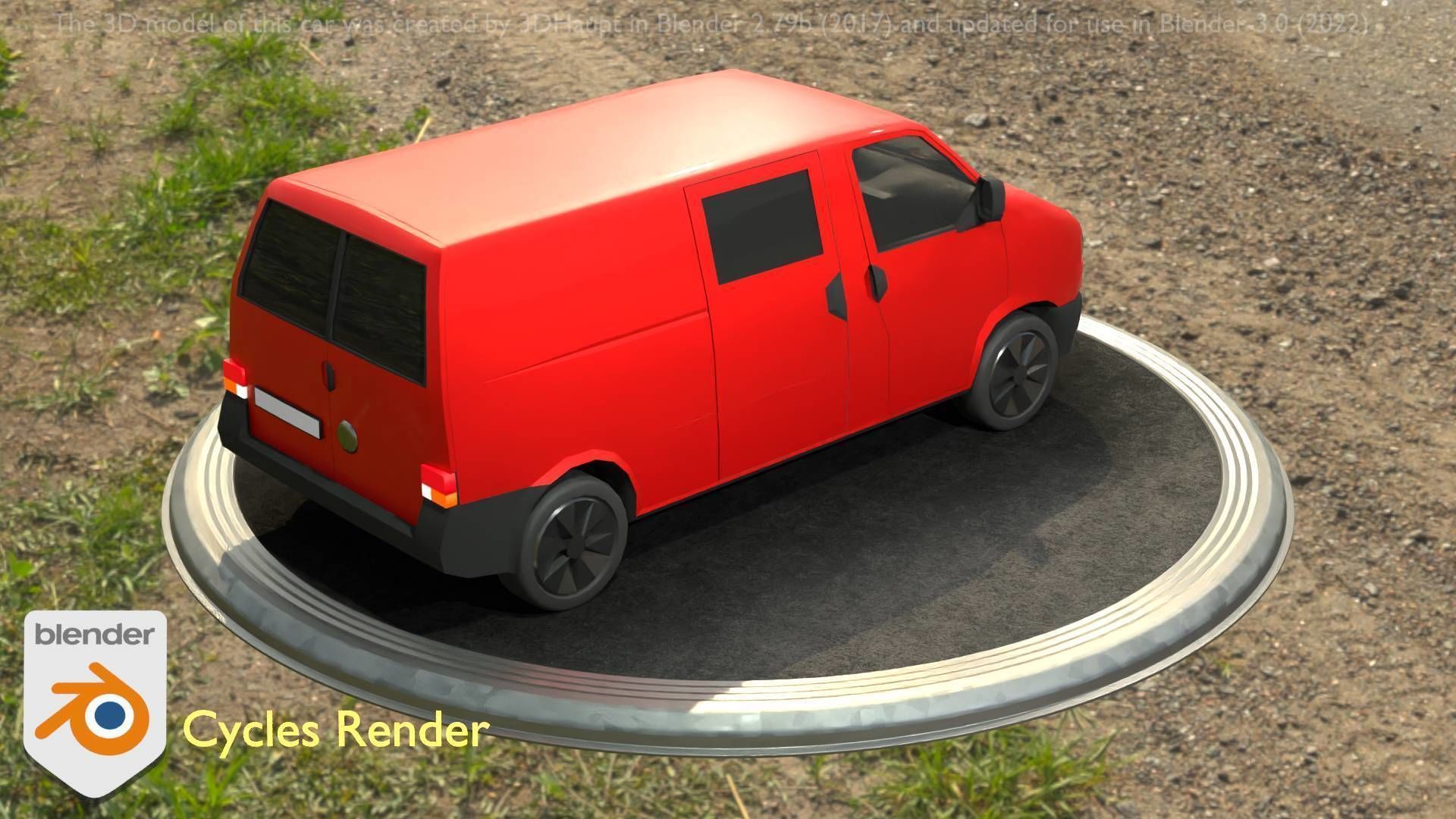City Car 29 Commercial Transporter Type-C Red Low-poly 3D model_88