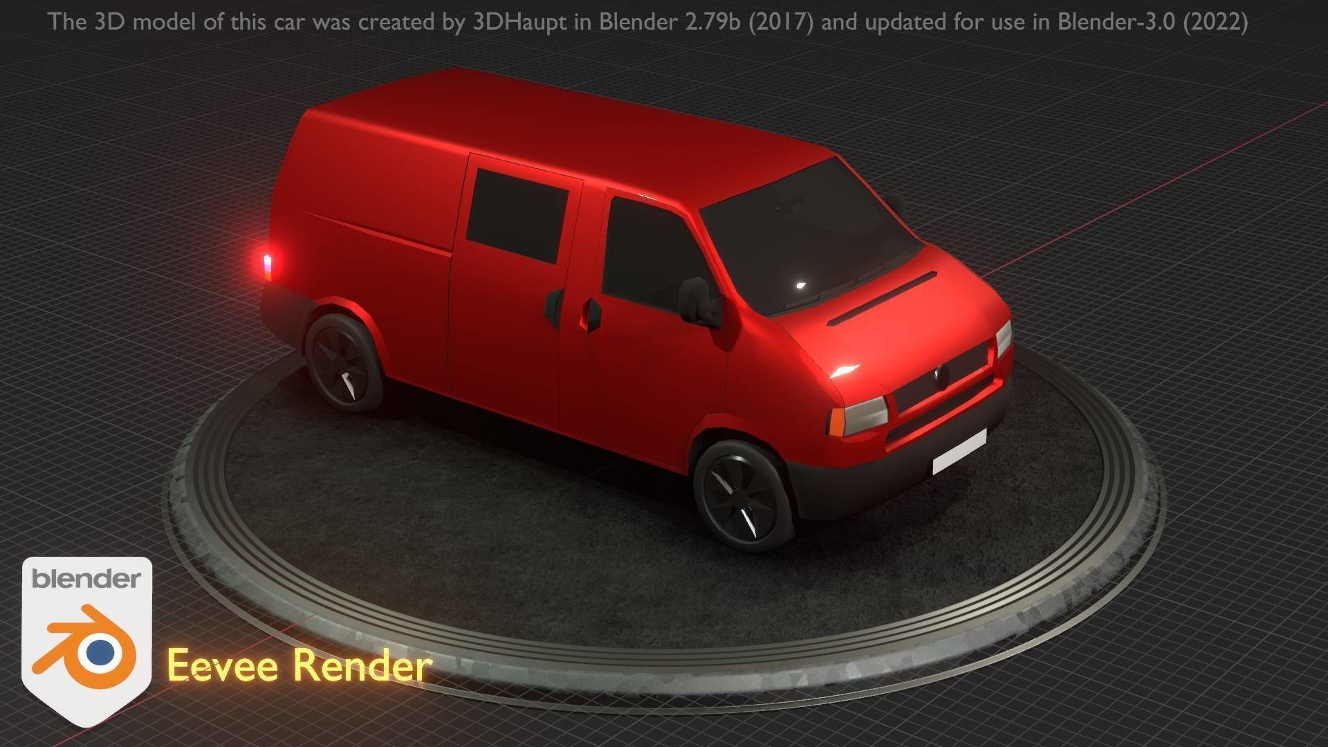 City Car 29 Commercial Transporter Type-C Red Low-poly 3D model_60