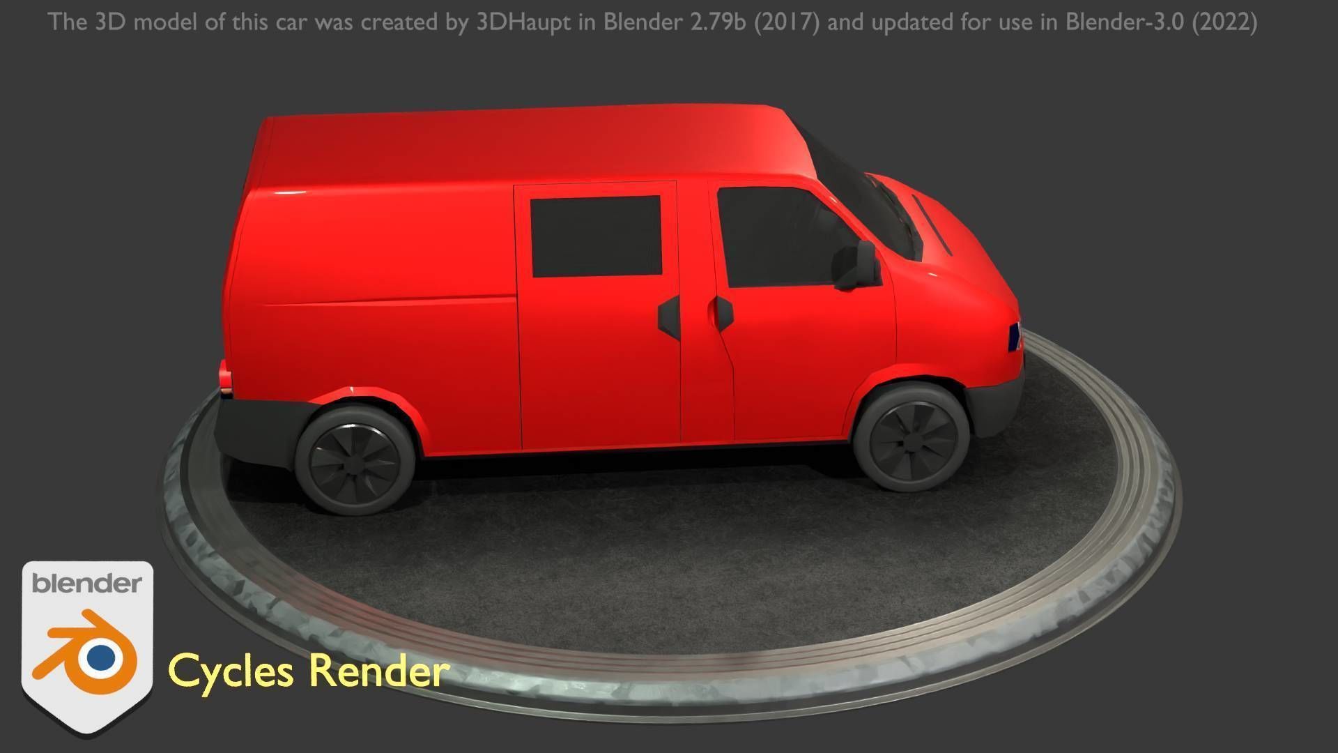 City Car 29 Commercial Transporter Type-C Red Low-poly 3D model_19