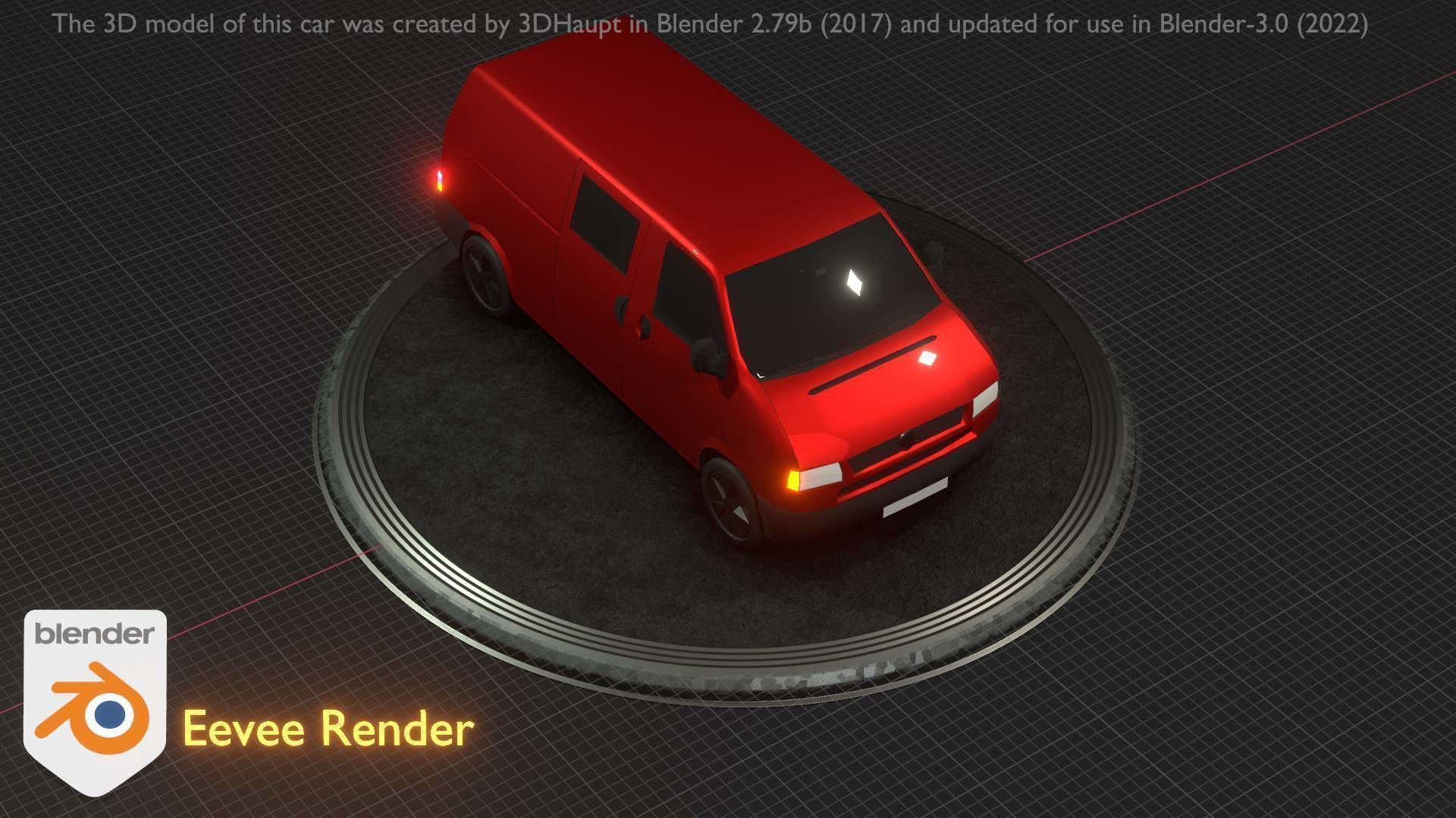 City Car 29 Commercial Transporter Type-C Red Low-poly 3D model_33