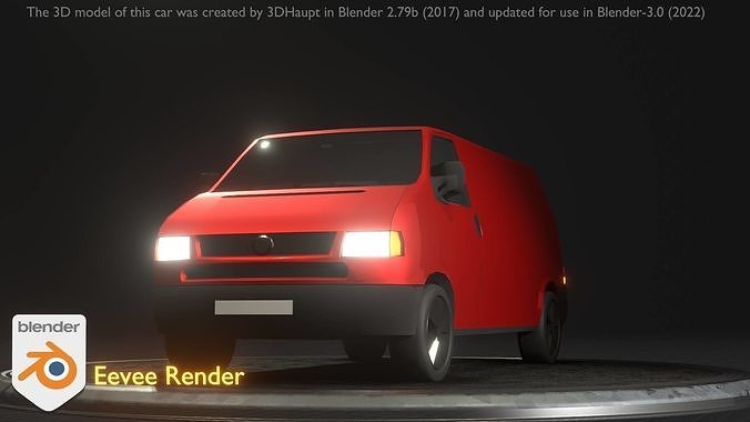 City Car 29 Commercial Transporter Type-C Red Low-poly 3D model