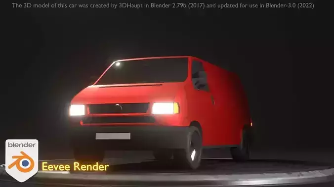City Car 29 Commercial Transporter Type-C Red Low-poly 3D model