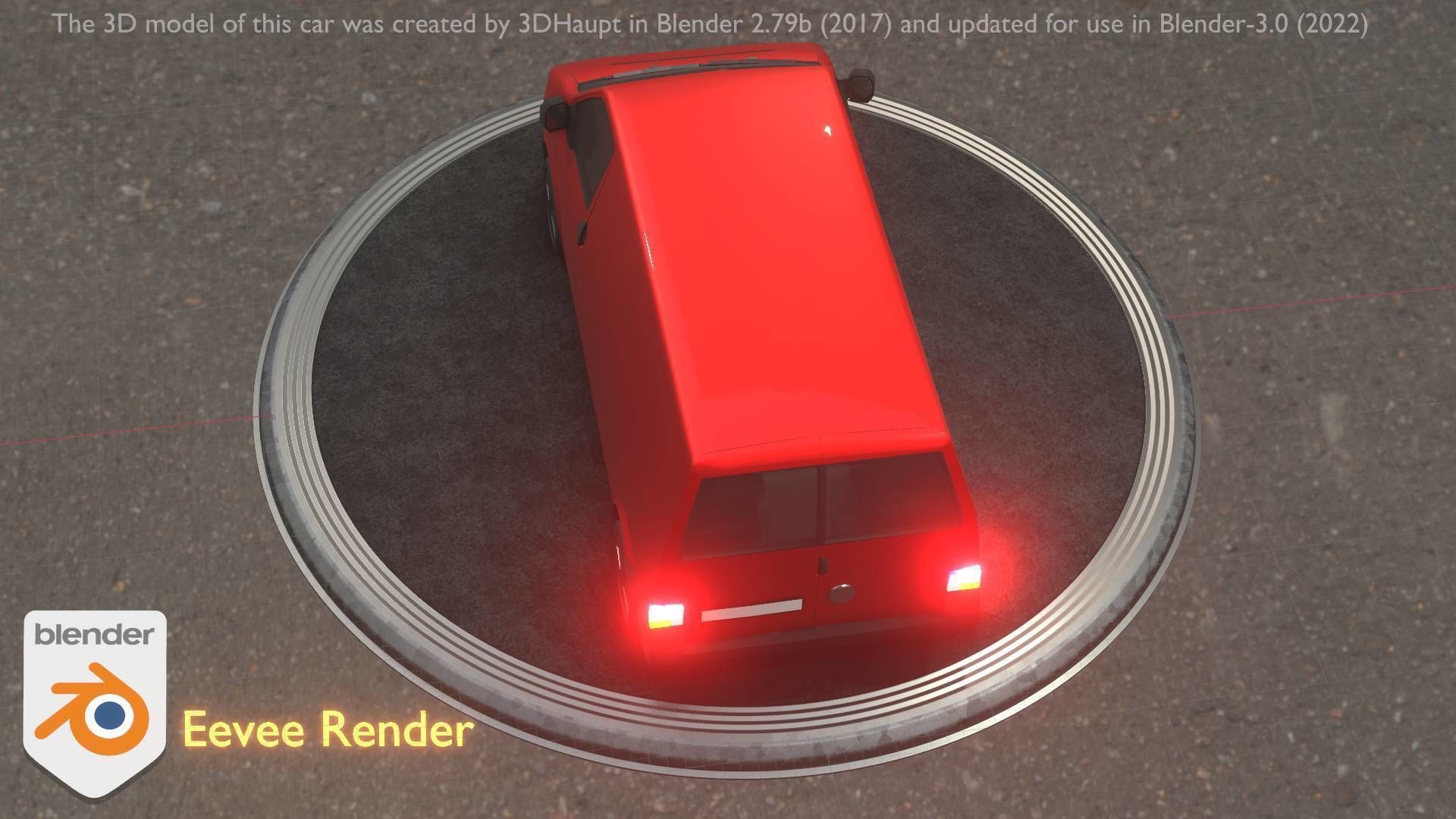 City Car 29 Commercial Transporter Type-C Red Low-poly 3D model_70