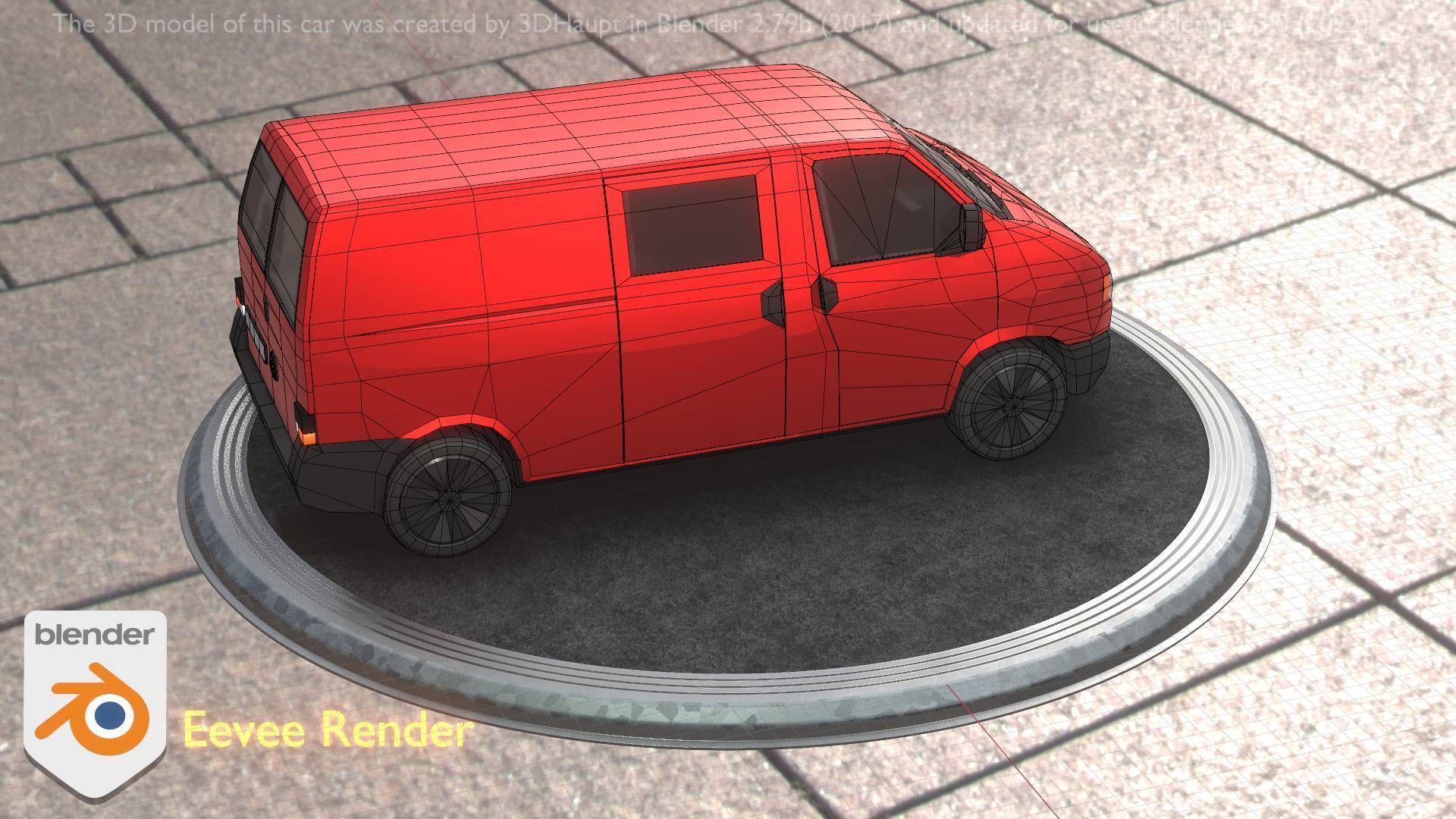 City Car 29 Commercial Transporter Type-C Red Low-poly 3D model_89