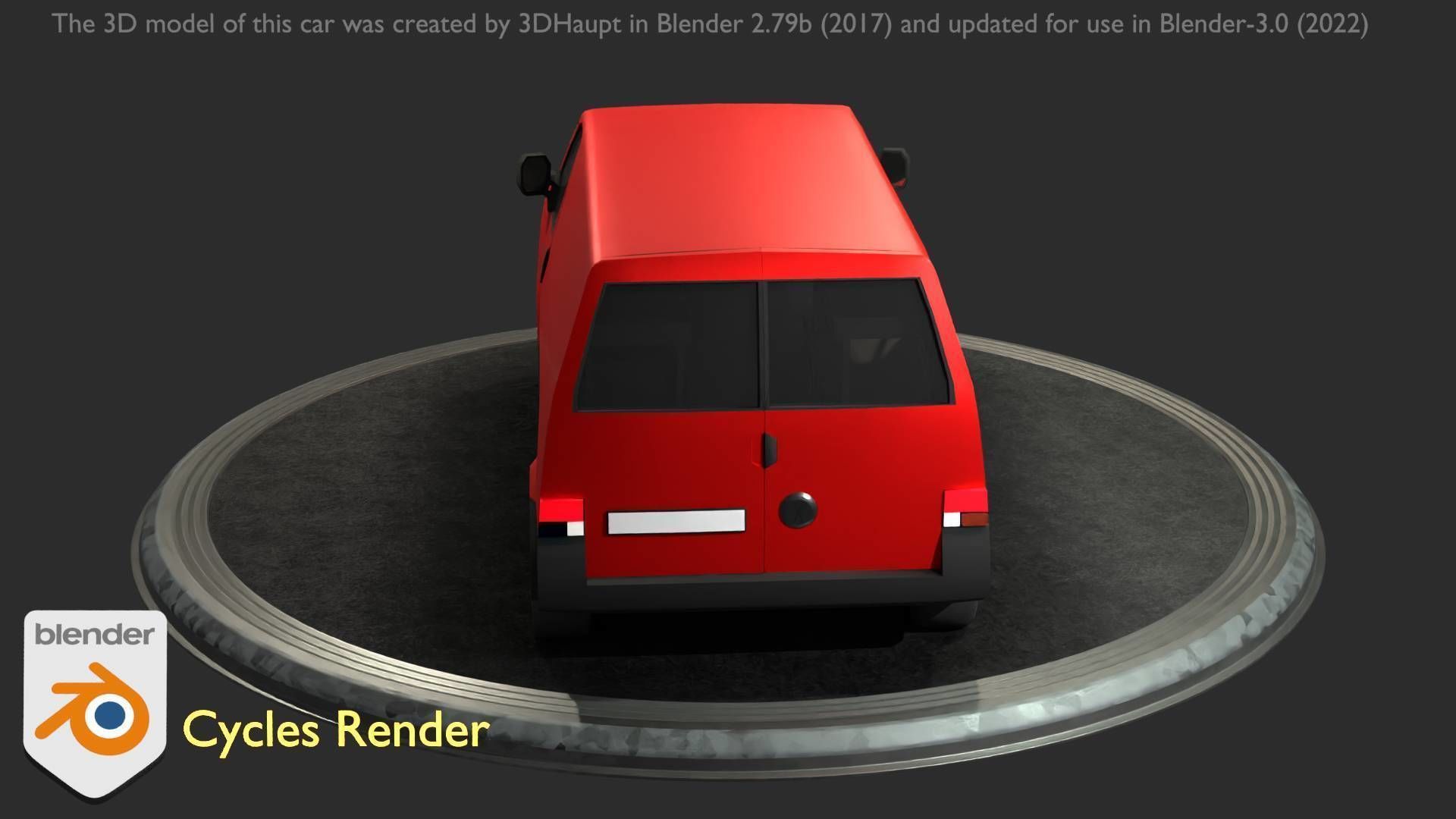 City Car 29 Commercial Transporter Type-C Red Low-poly 3D model_15