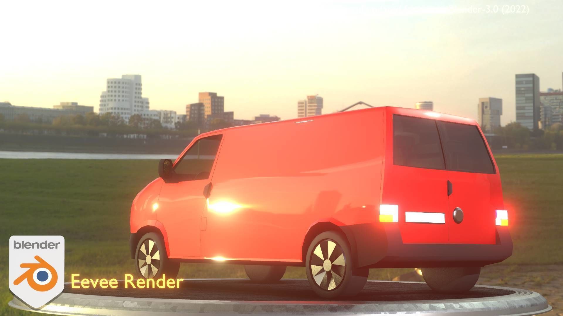City Car 29 Commercial Transporter Type-C Red Low-poly 3D model_11