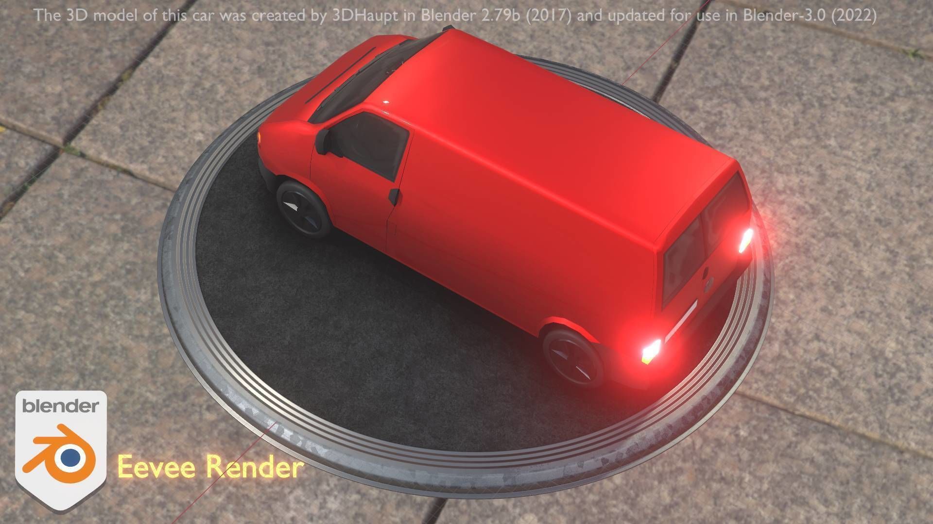City Car 29 Commercial Transporter Type-C Red Low-poly 3D model_68