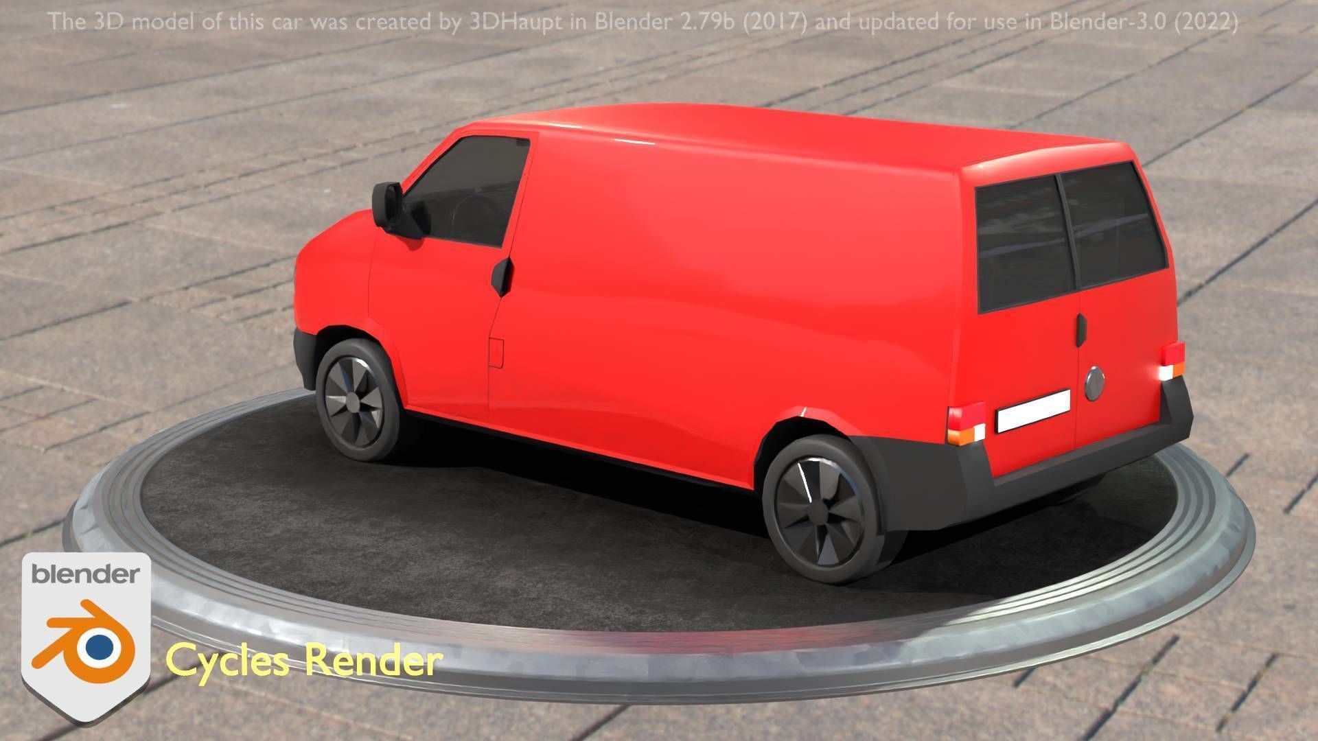 City Car 29 Commercial Transporter Type-C Red Low-poly 3D model_99