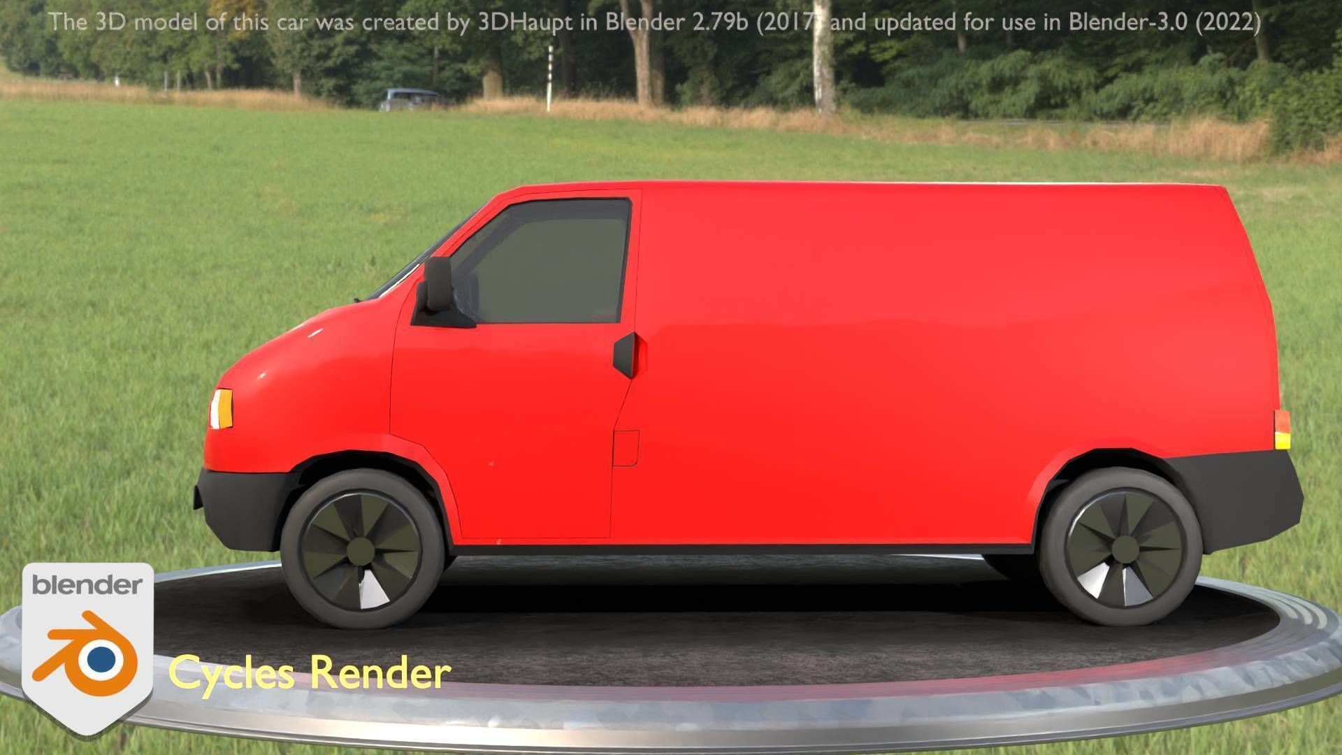 City Car 29 Commercial Transporter Type-C Red Low-poly 3D model_97