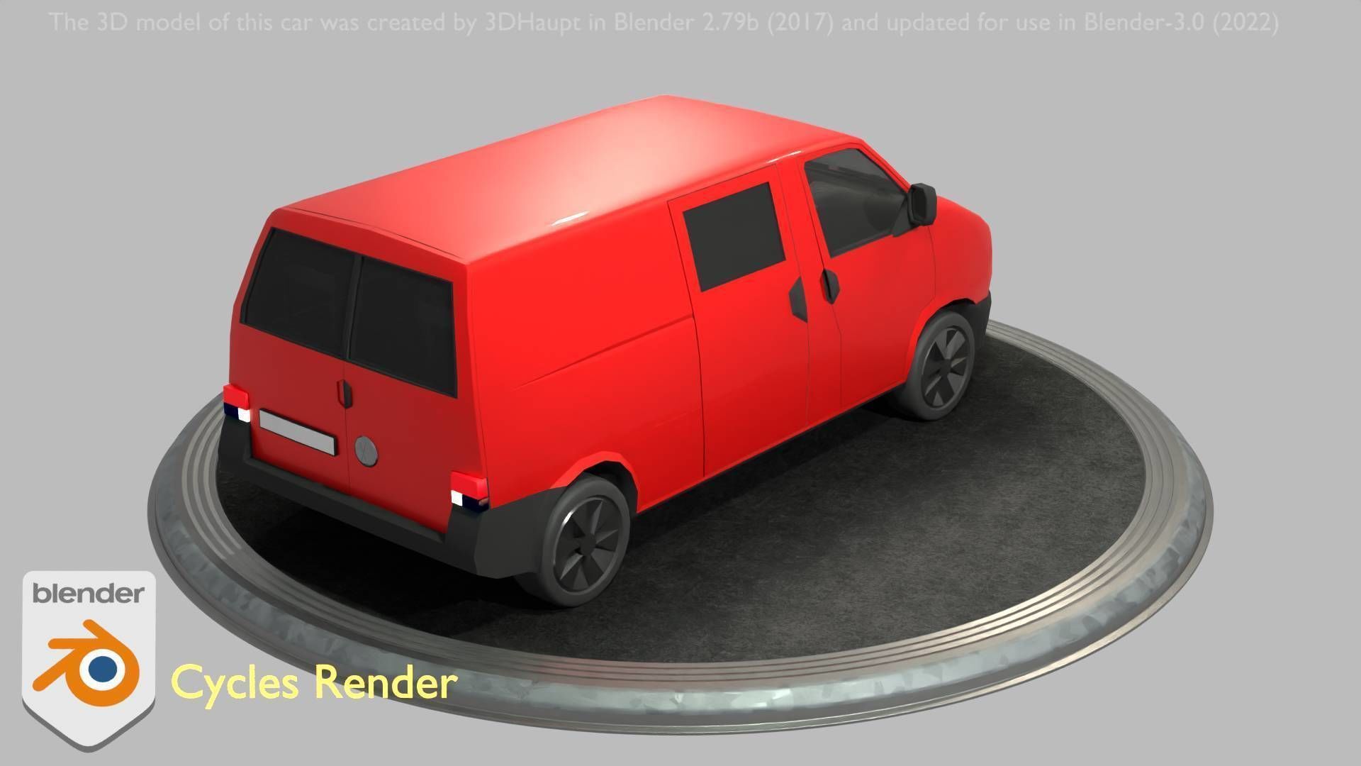 City Car 29 Commercial Transporter Type-C Red Low-poly 3D model_17