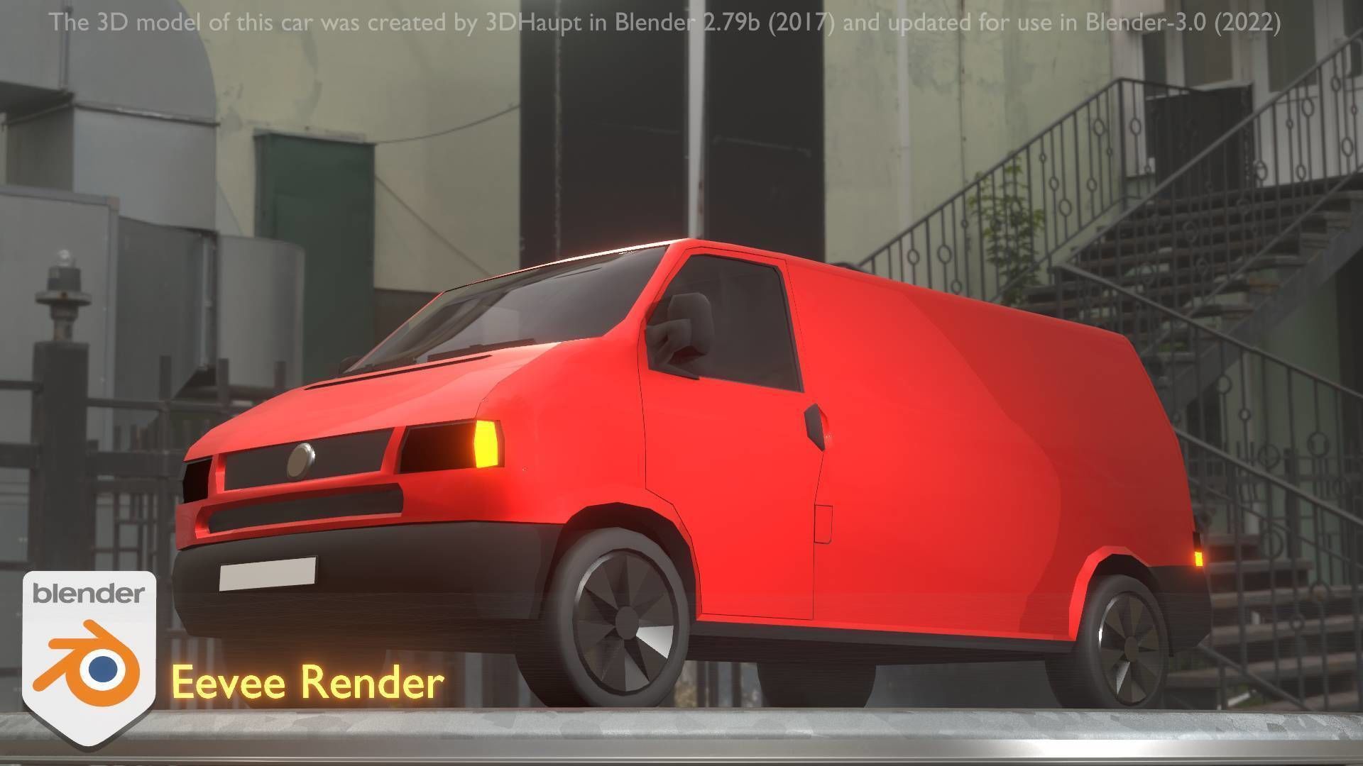 City Car 29 Commercial Transporter Type-C Red Low-poly 3D model_48
