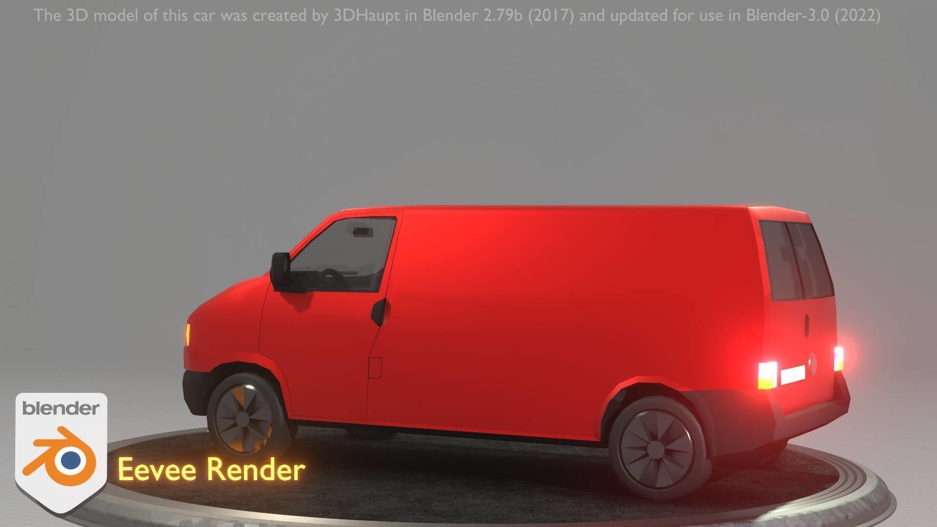 City Car 29 Commercial Transporter Type-C Red Low-poly 3D model_84