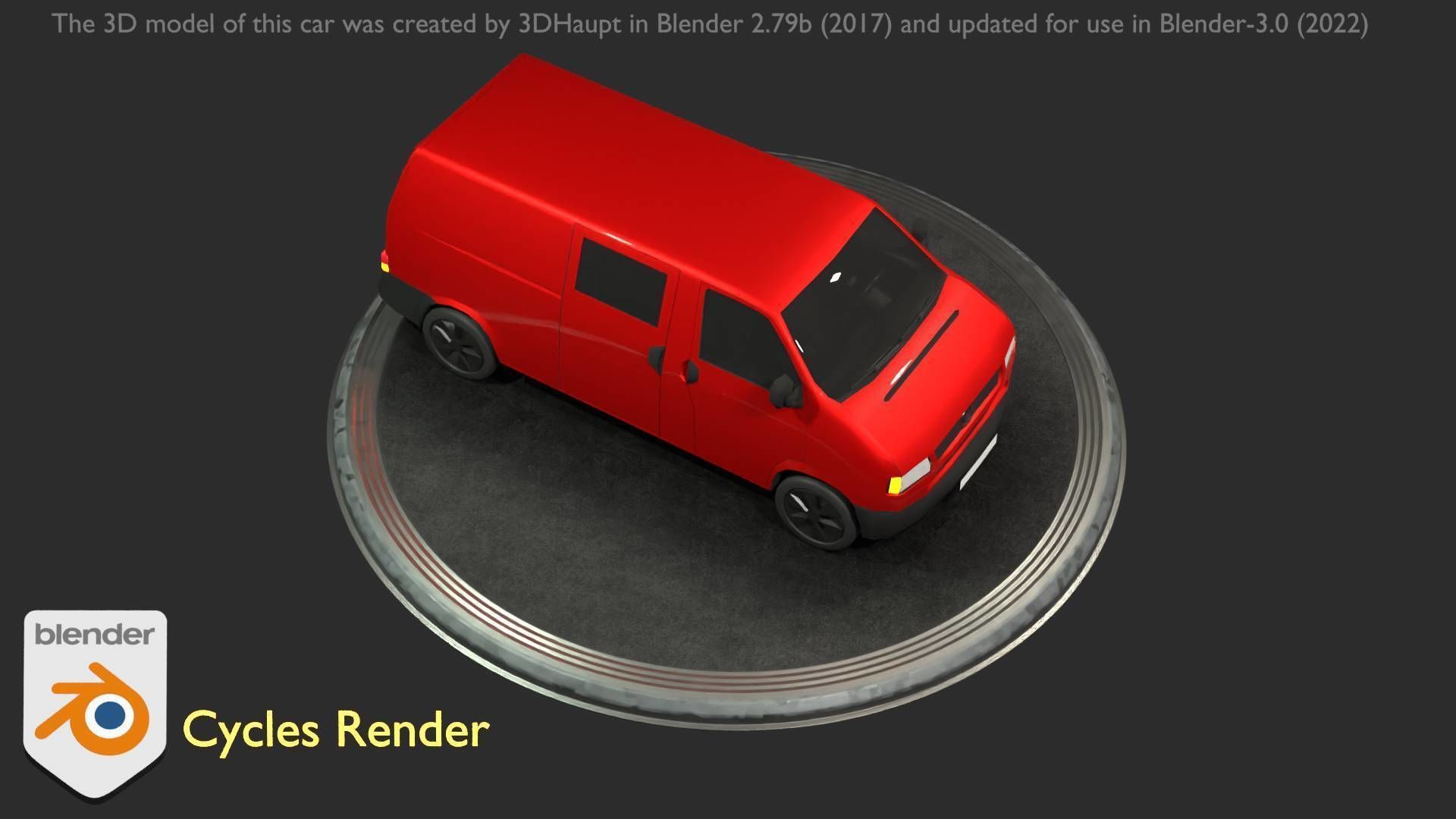 City Car 29 Commercial Transporter Type-C Red Low-poly 3D model_32