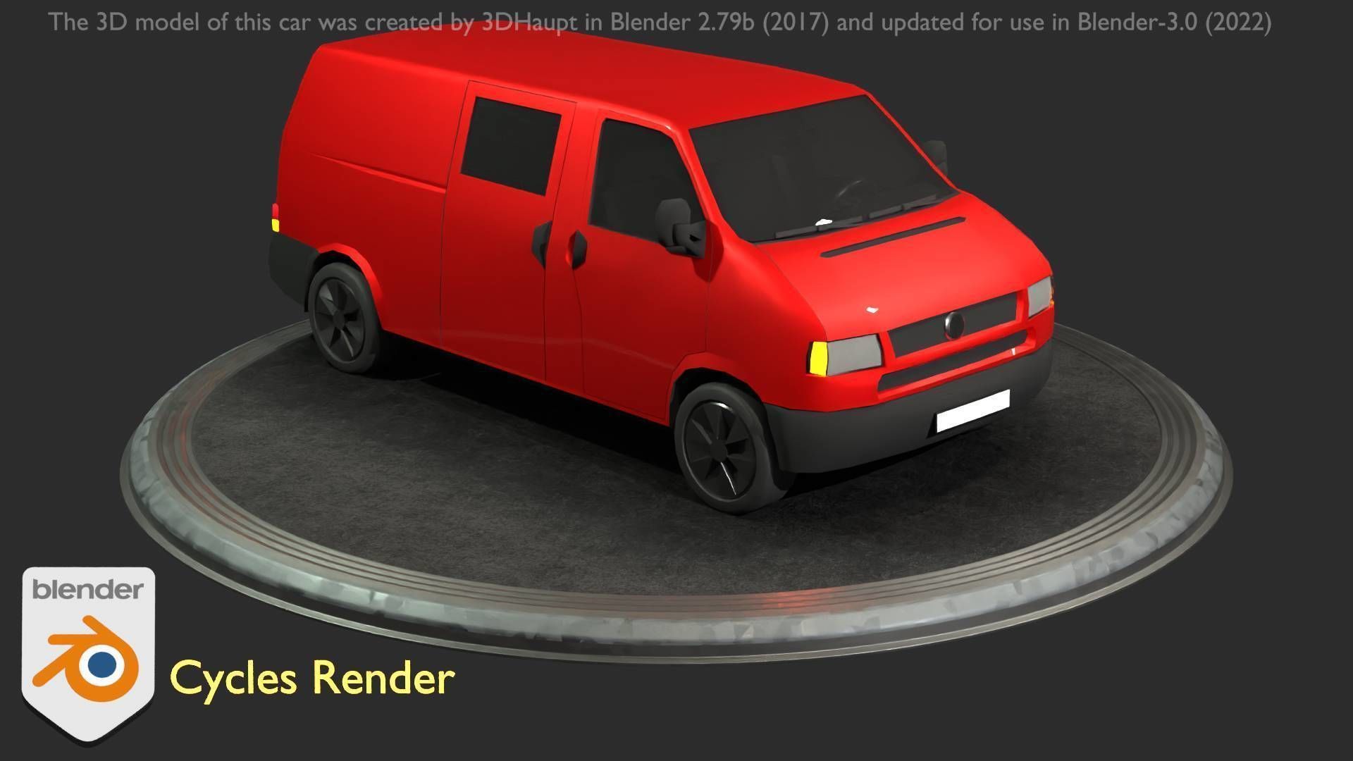 City Car 29 Commercial Transporter Type-C Red Low-poly 3D model_92