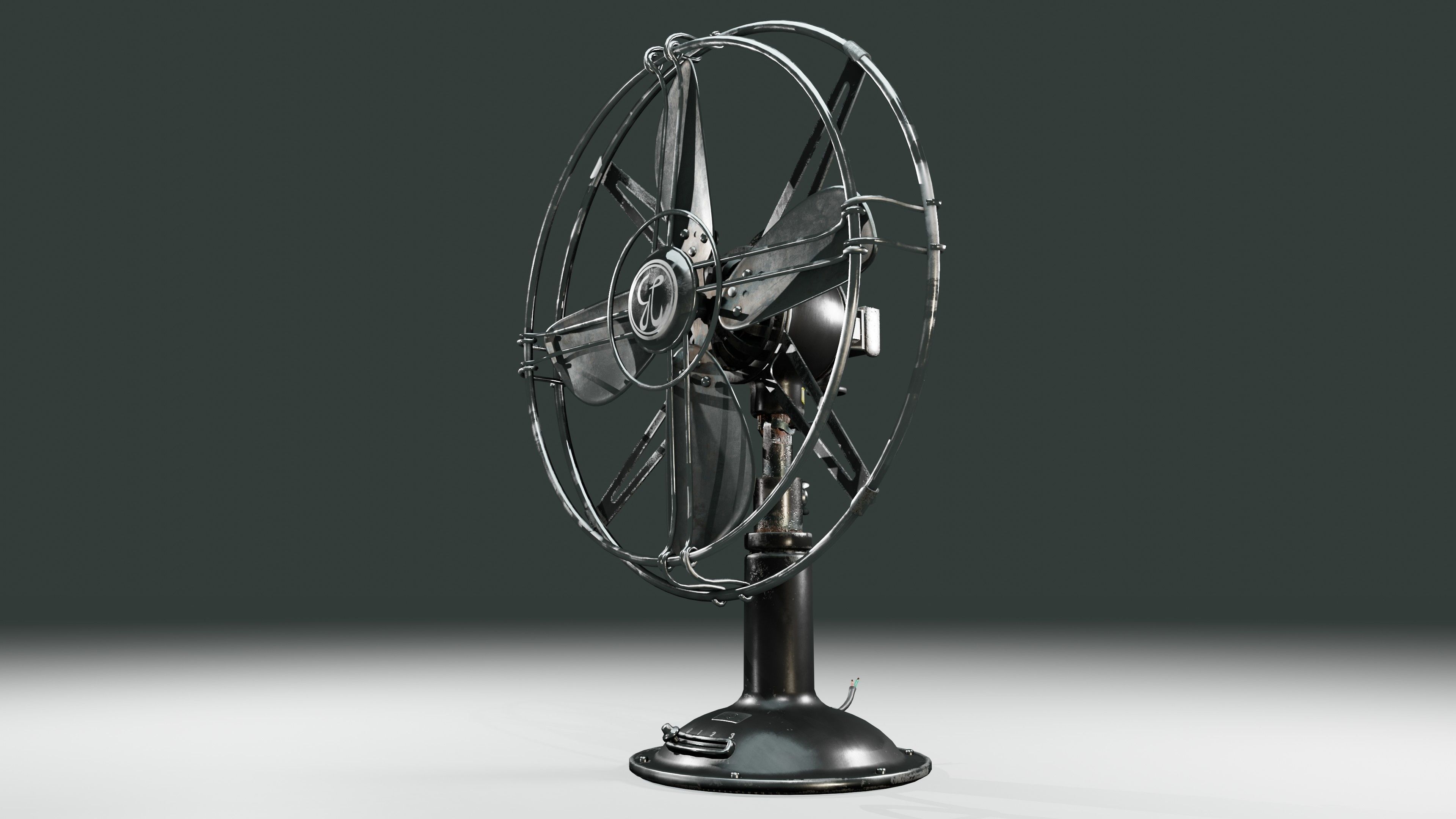 Old Fan Low-poly 3D model_9