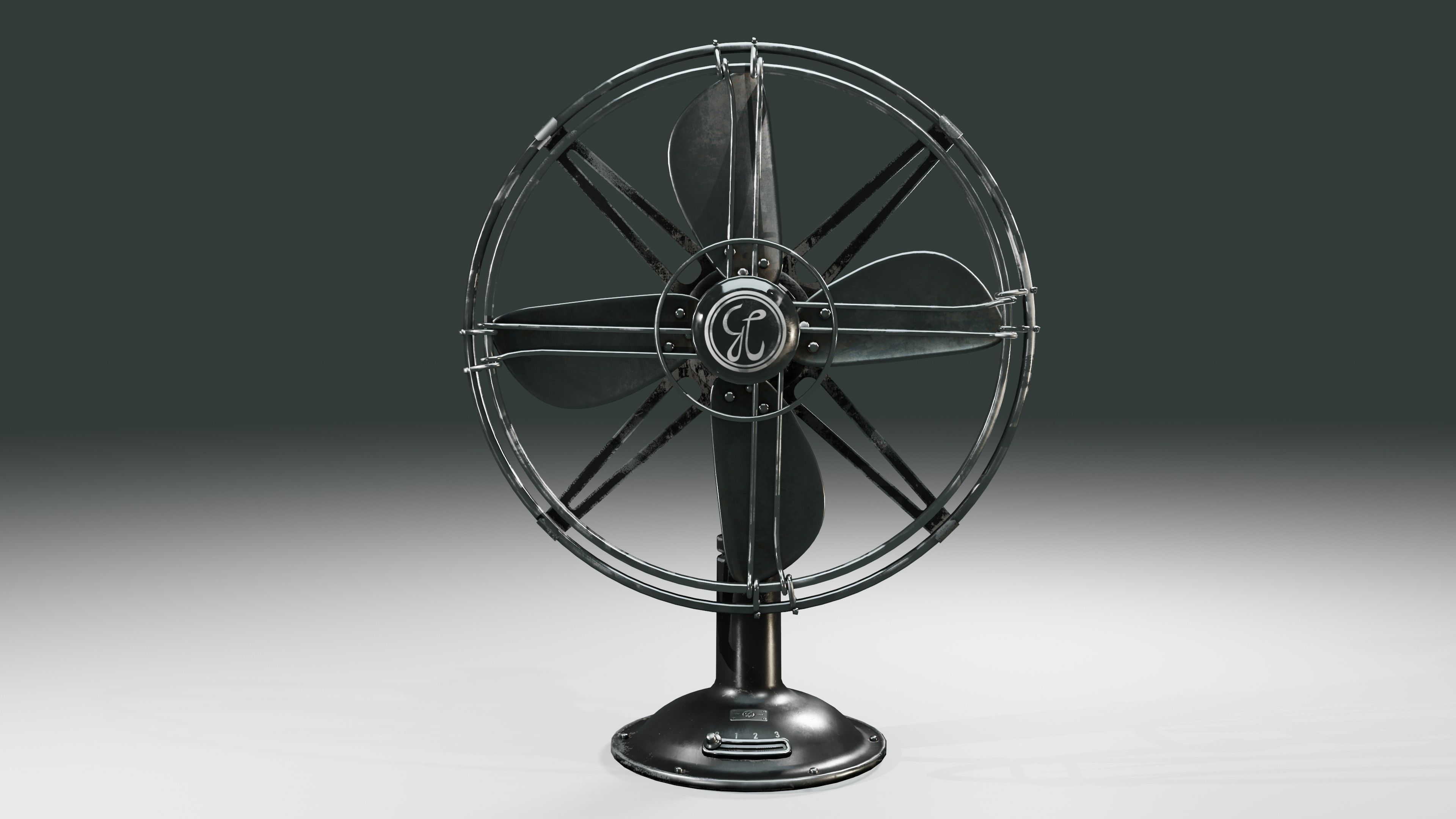 Old Fan Low-poly 3D model_10