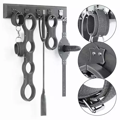 Manacle set of tools hanging on wall 3D model