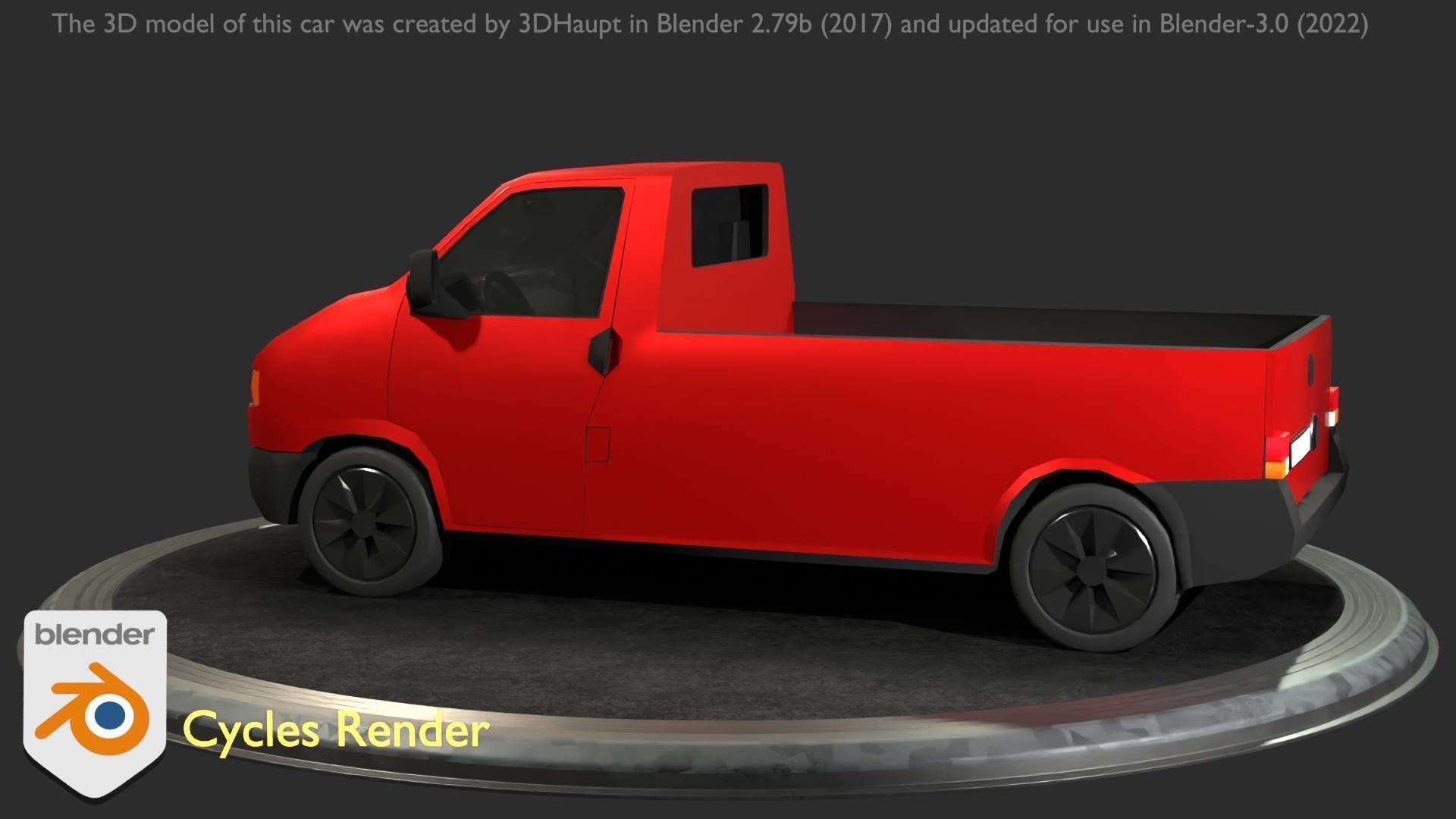 City Car 30 Commercial Pickup 3500 Type-C Red Low-poly 3D model_58