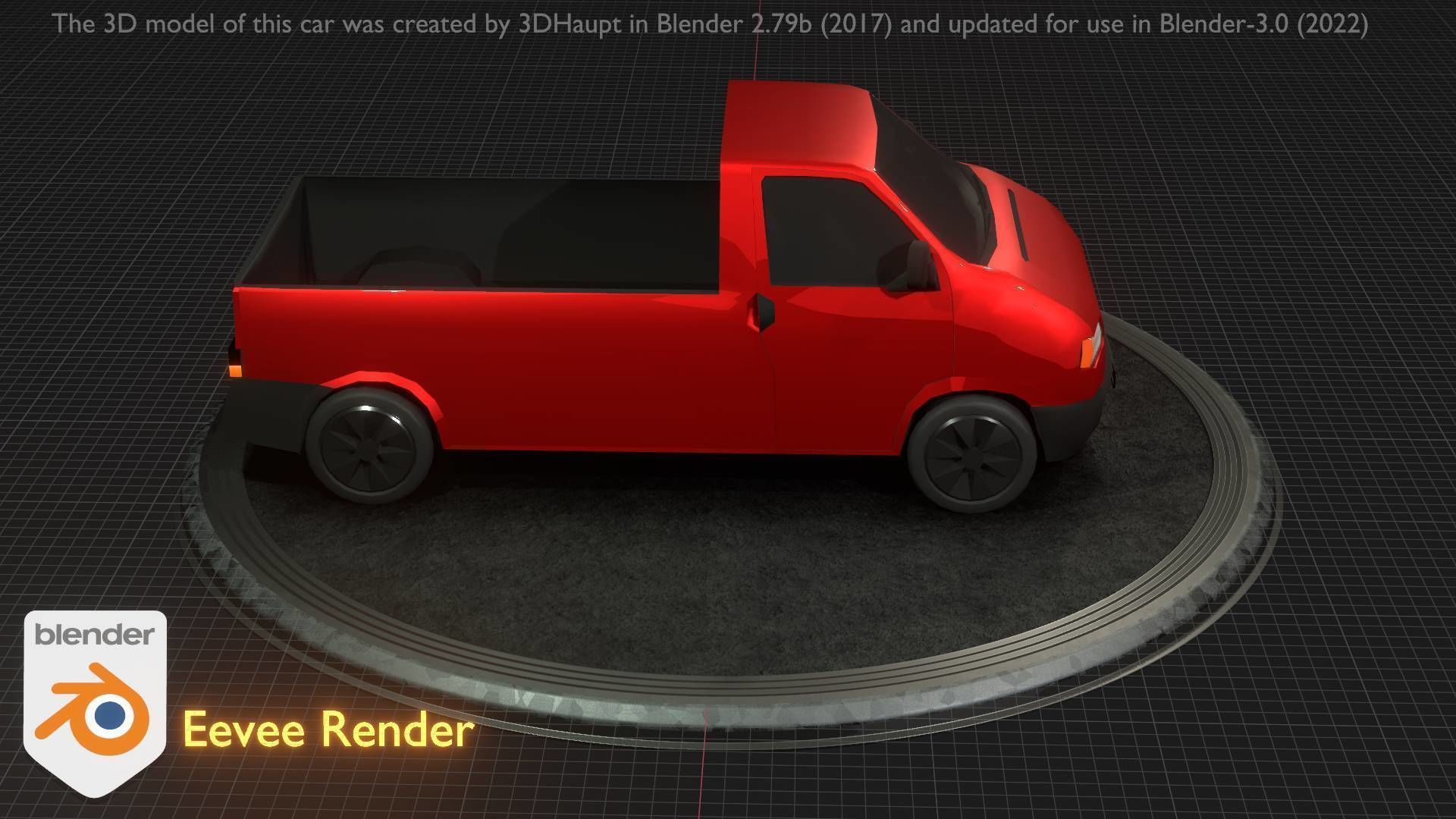 City Car 30 Commercial Pickup 3500 Type-C Red Low-poly 3D model_54