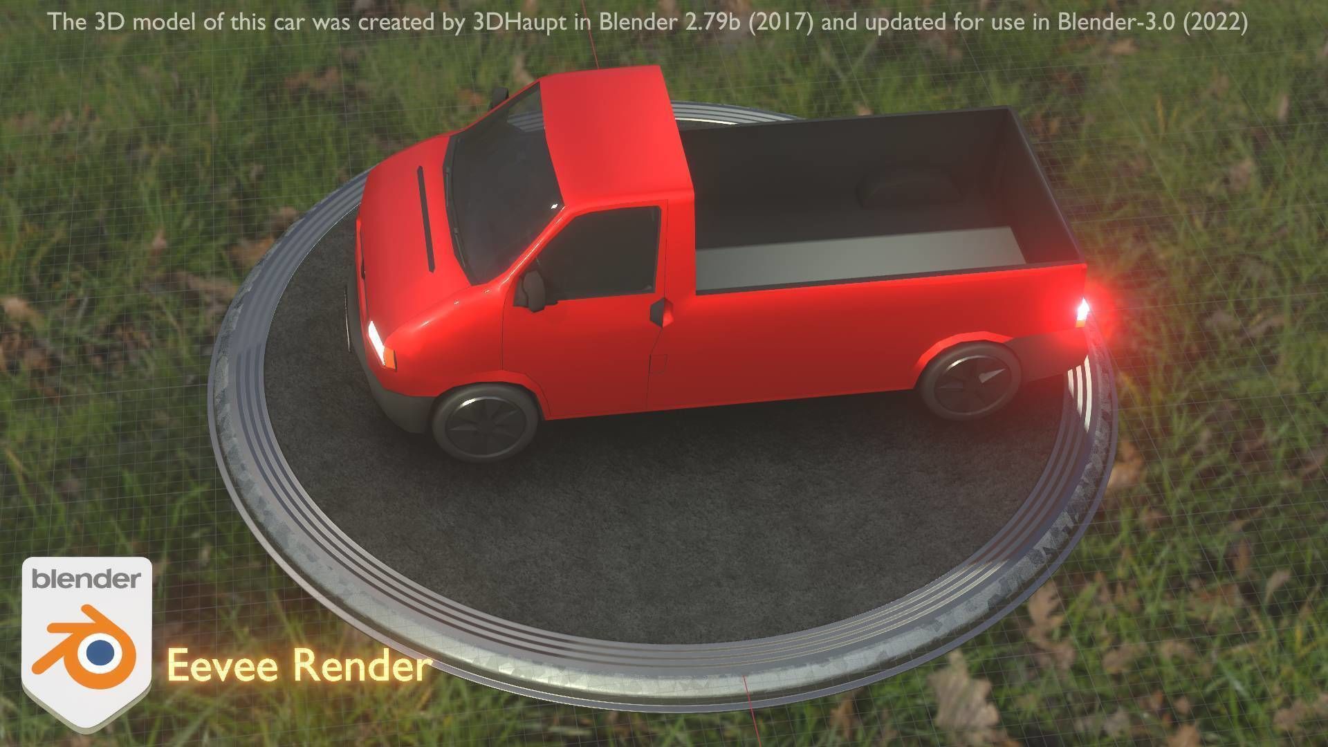 City Car 30 Commercial Pickup 3500 Type-C Red Low-poly 3D model_10