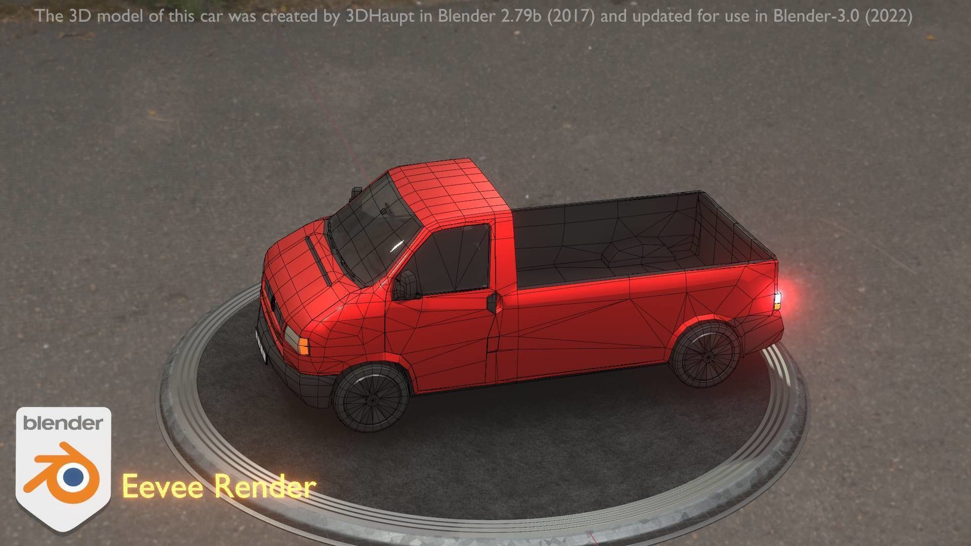 City Car 30 Commercial Pickup 3500 Type-C Red Low-poly 3D model_83