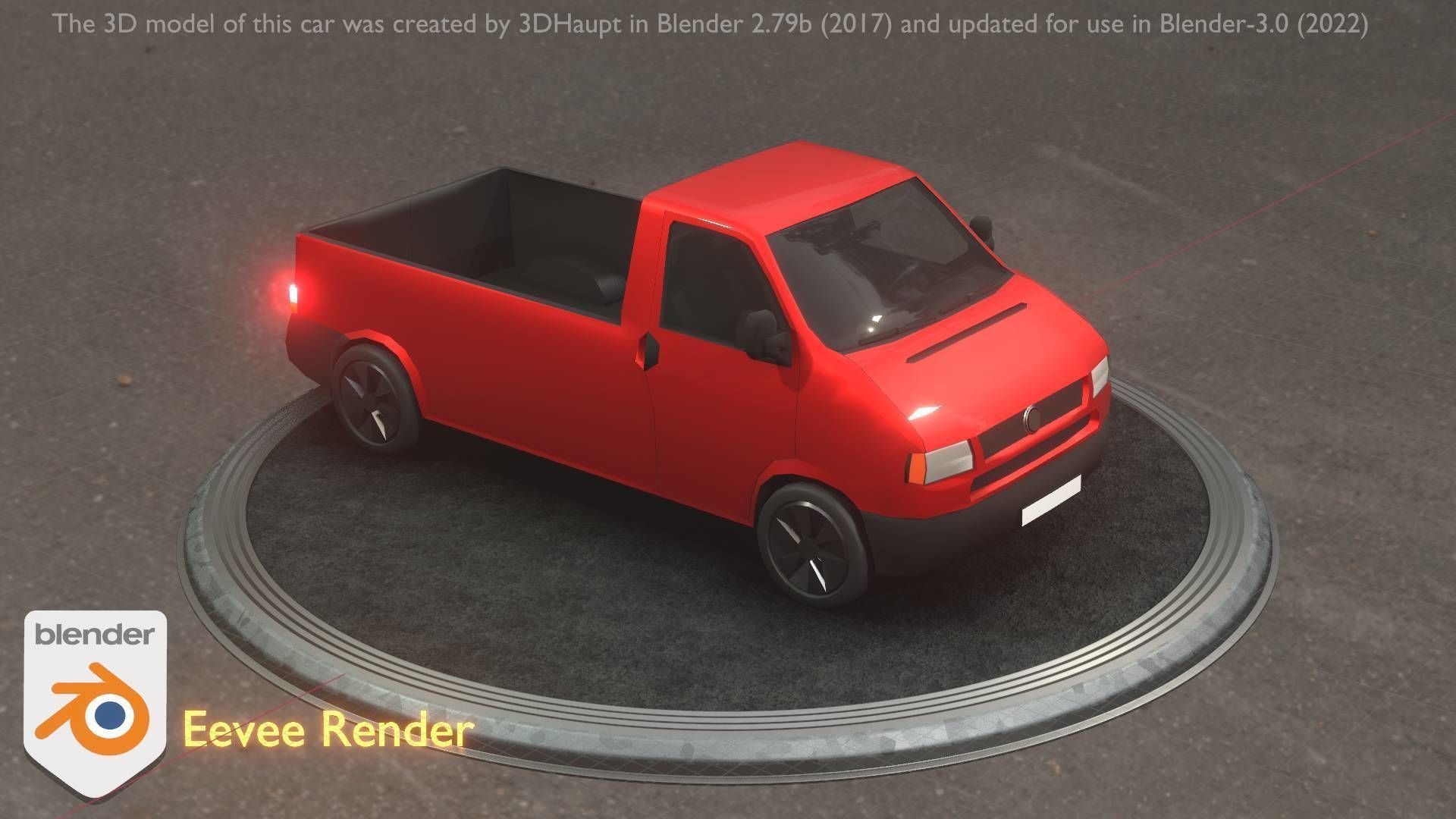 City Car 30 Commercial Pickup 3500 Type-C Red Low-poly 3D model_65