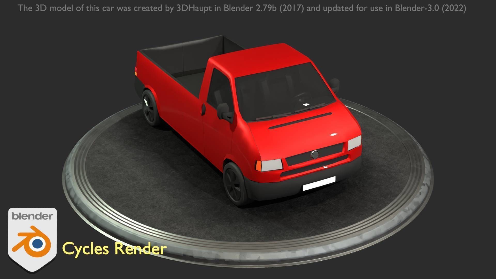City Car 30 Commercial Pickup 3500 Type-C Red Low-poly 3D model_63