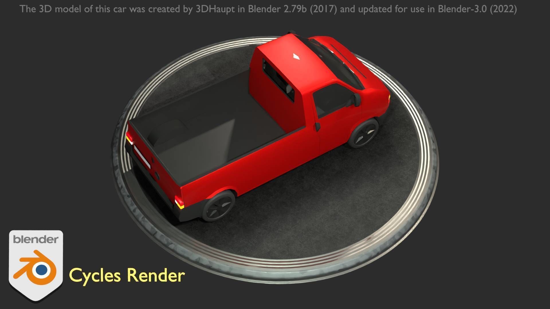 City Car 30 Commercial Pickup 3500 Type-C Red Low-poly 3D model_78