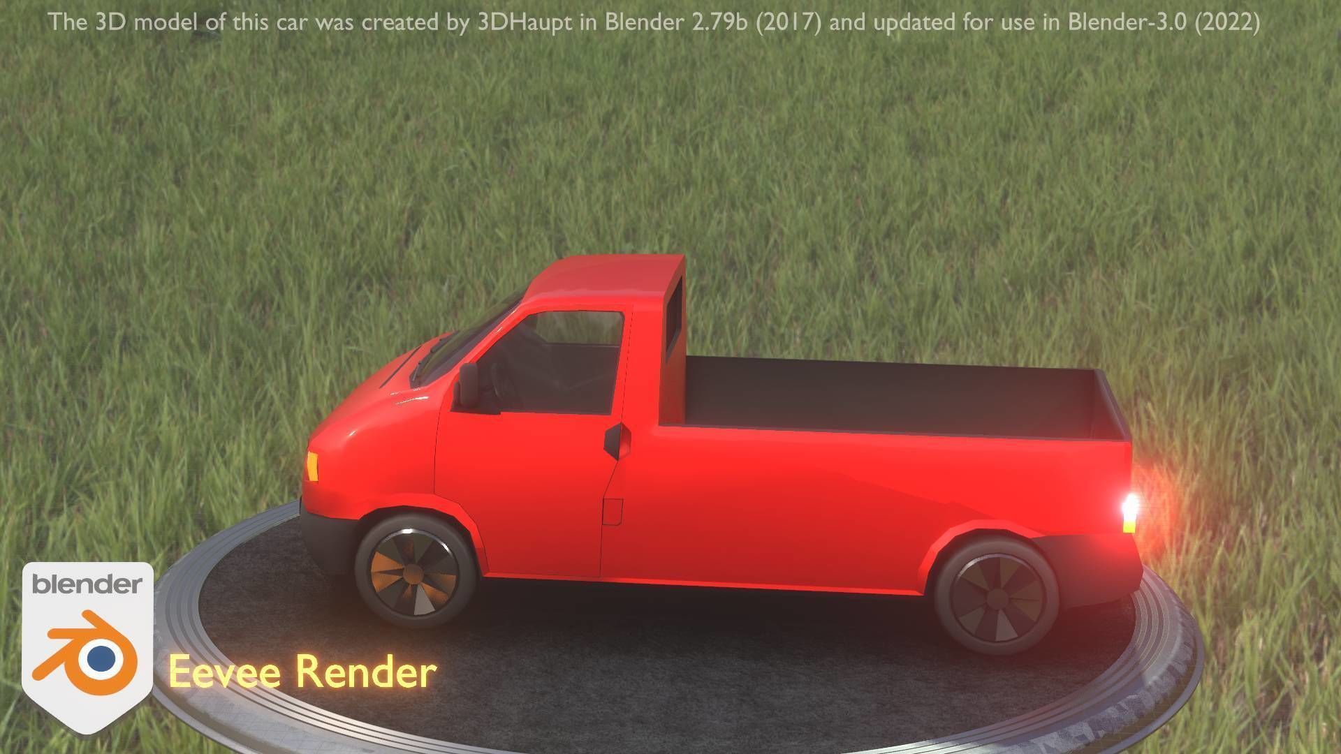 City Car 30 Commercial Pickup 3500 Type-C Red Low-poly 3D model_45