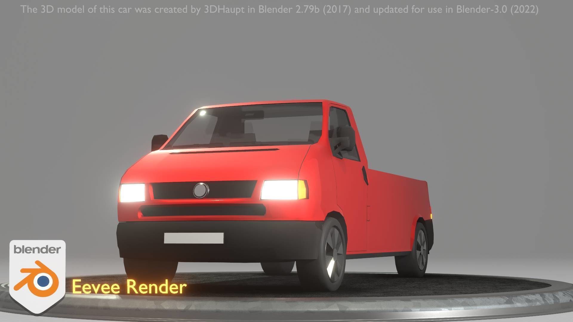 City Car 30 Commercial Pickup 3500 Type-C Red Low-poly 3D model_5