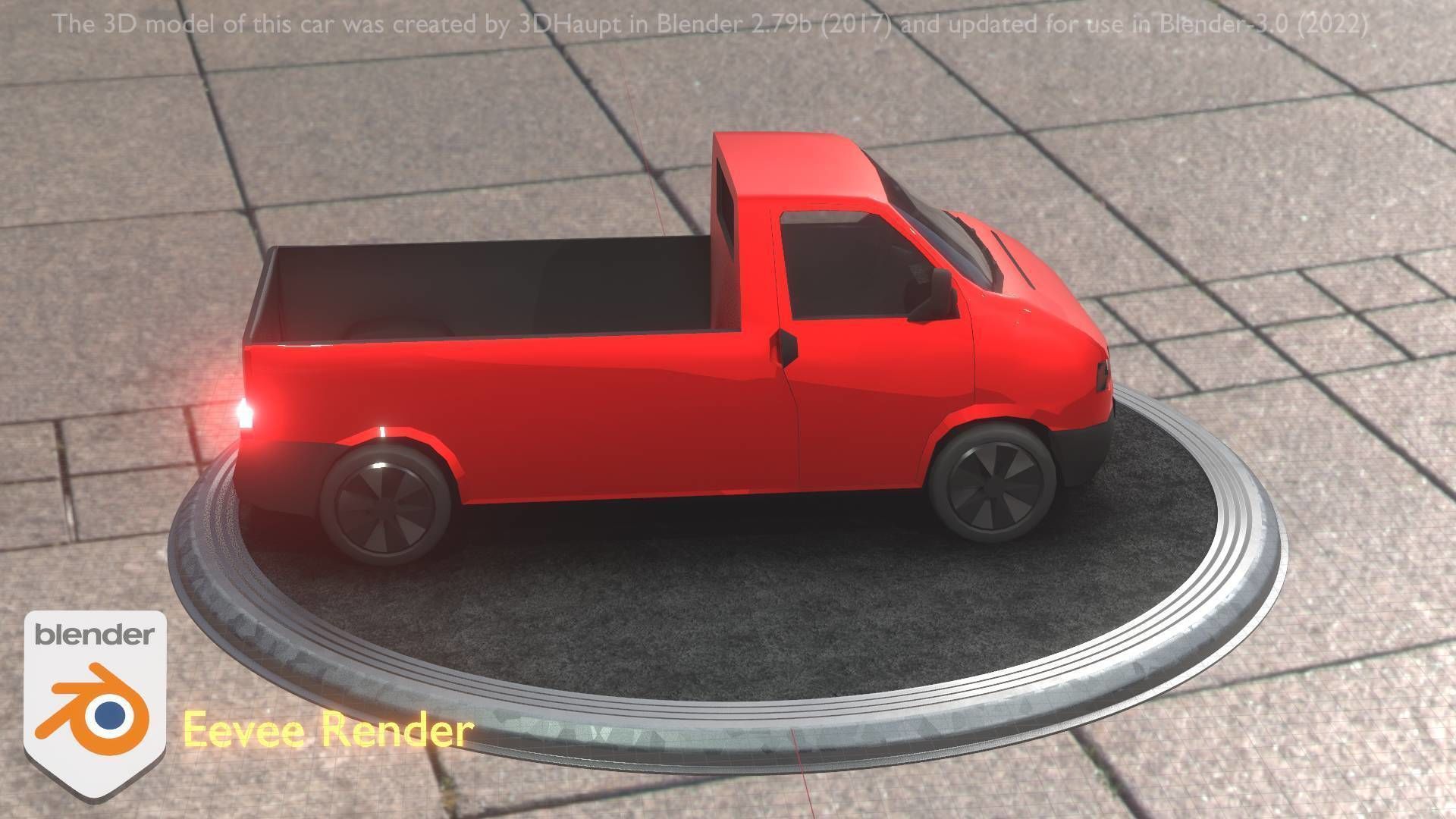 City Car 30 Commercial Pickup 3500 Type-C Red Low-poly 3D model_71