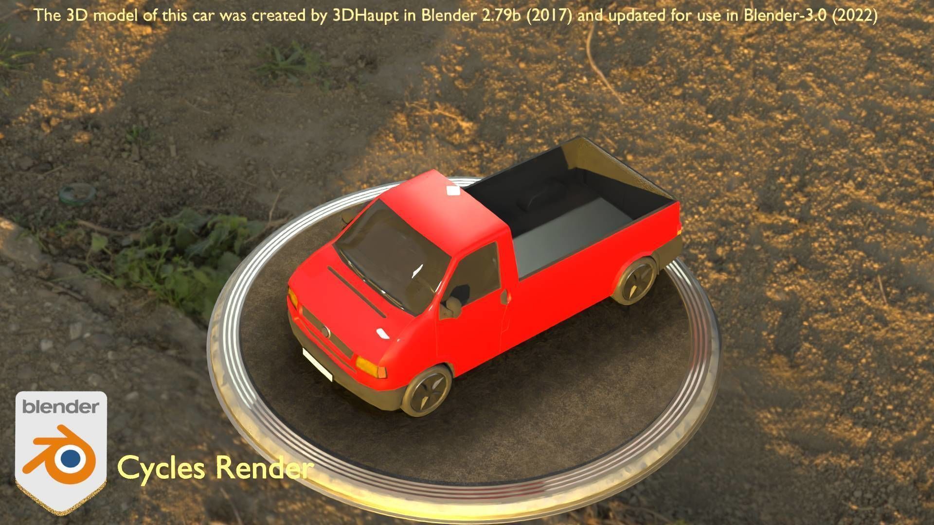 City Car 30 Commercial Pickup 3500 Type-C Red Low-poly 3D model_96