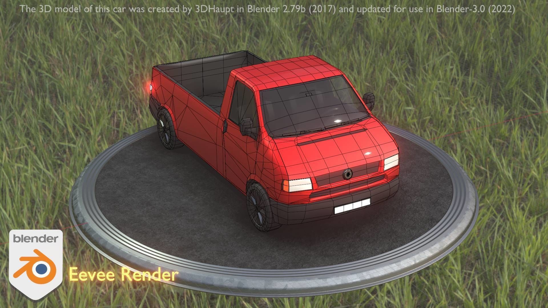 City Car 30 Commercial Pickup 3500 Type-C Red Low-poly 3D model_8